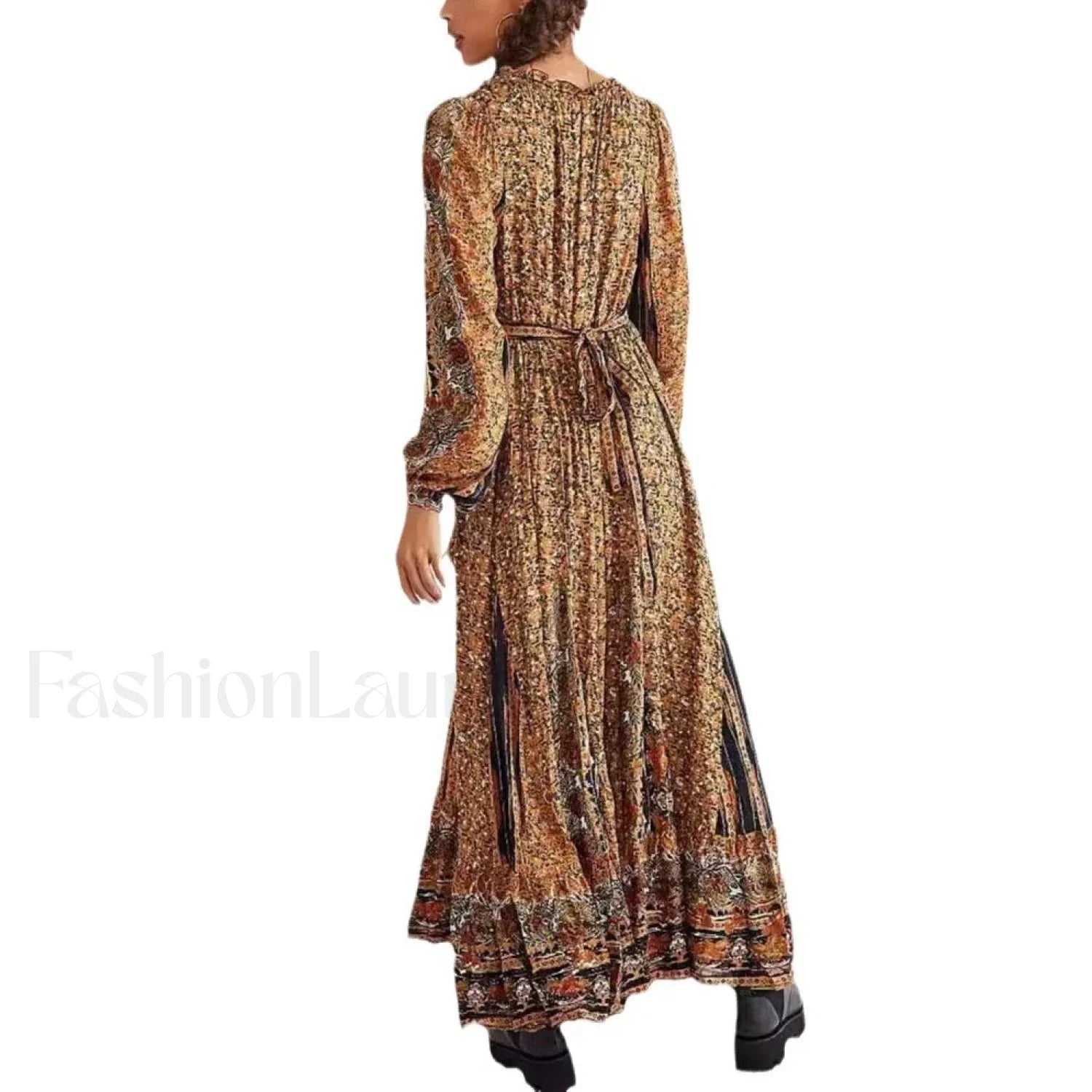 Chiffon Lantern Sleeve Boho Dress
