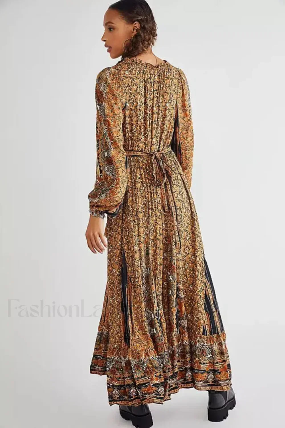 Chiffon Lantern Sleeve Boho Dress
