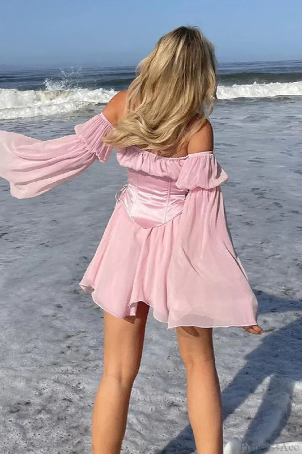 Chiffon Loose Asymmetrical Waist Tie Mini Dress - View 4