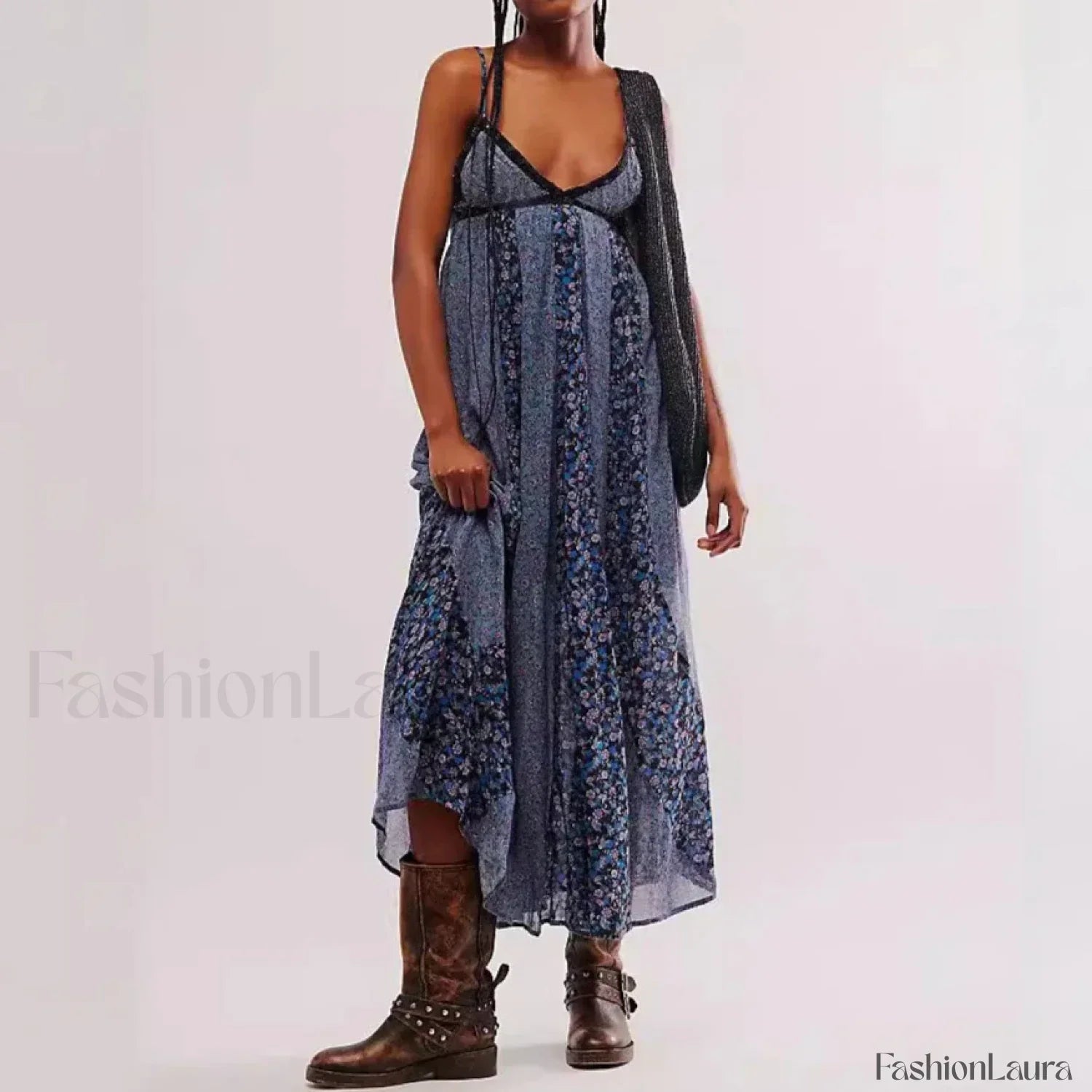 Chiffon Strap Backless Boho Dress