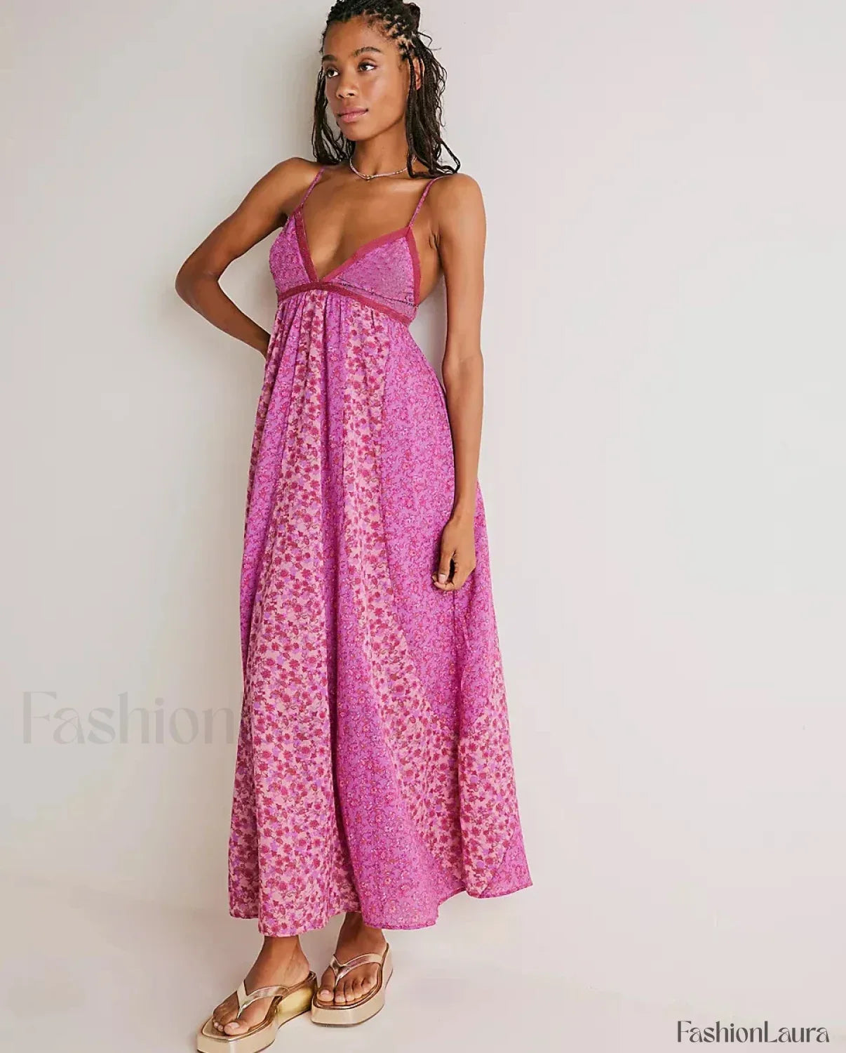 Chiffon Strap Backless Boho Dress