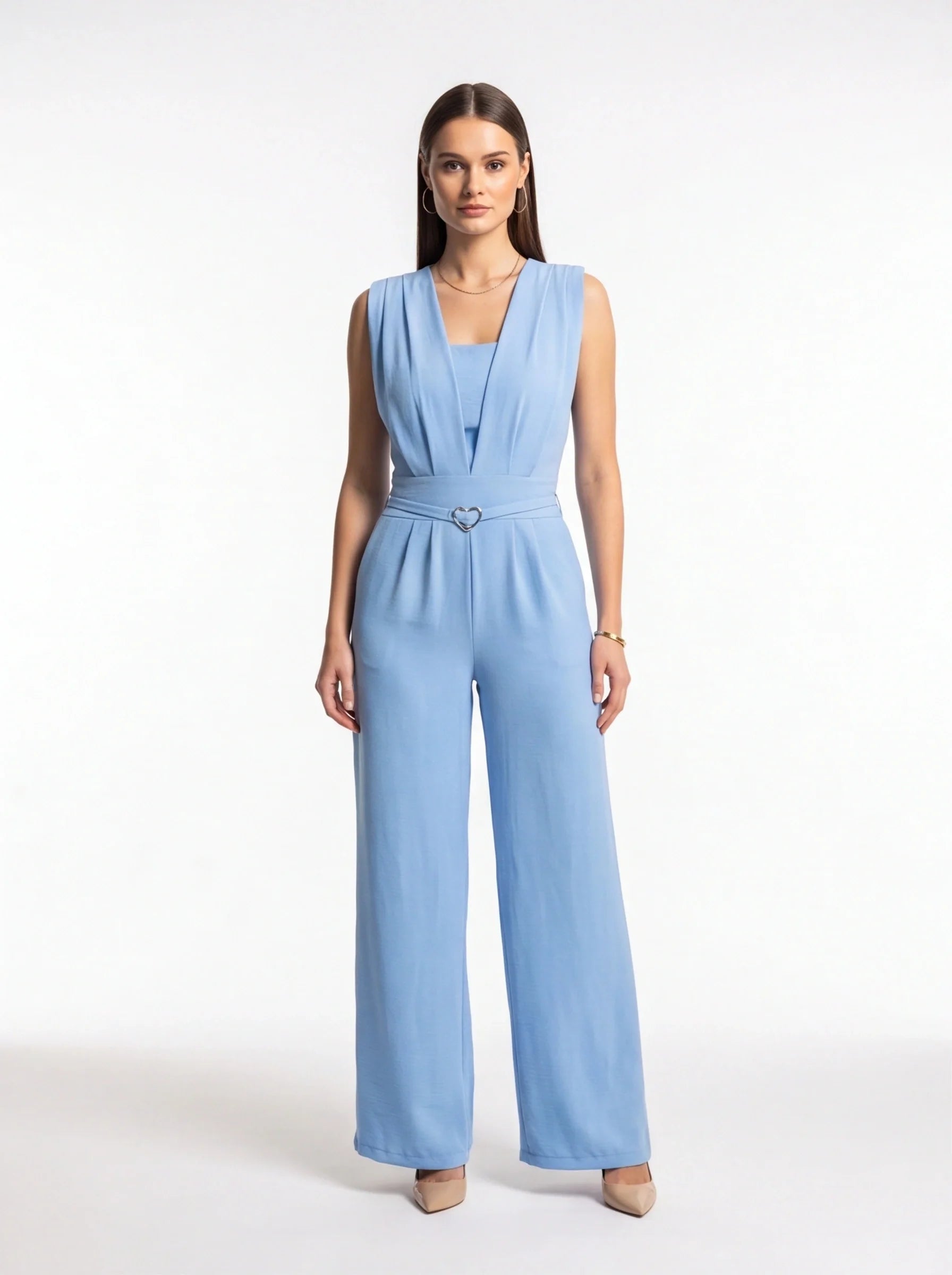 Elegant Chic Wide-Leg Jumpsuit with Pockets and Adjustable Straps