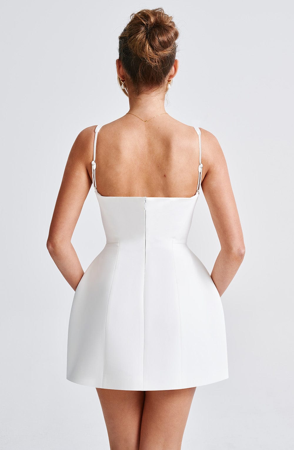 Scoop Neck Sleeveless Seamed Bodice Structured Bubble Mini Dress 4