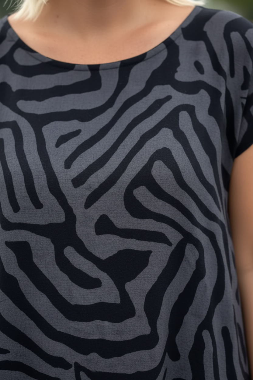 Animal Print Short Sleeve Pocket A-Line Midi Dress 24
