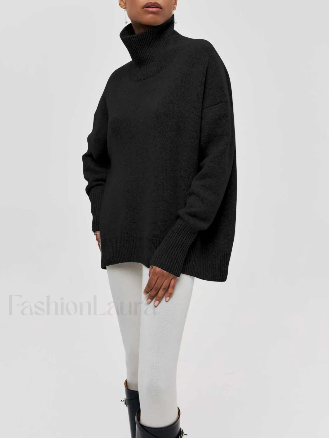 Cloudless Sky Graceful Turtleneck Oversized Sweater Black / XS Sweaters L