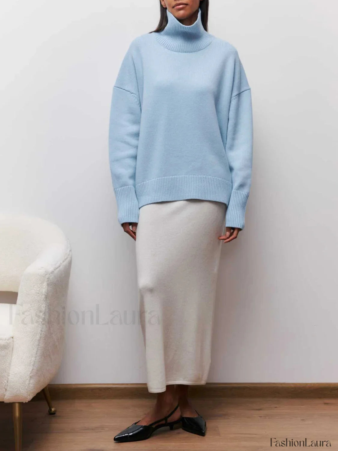 Cloudless Sky Graceful Turtleneck Oversized Sweater