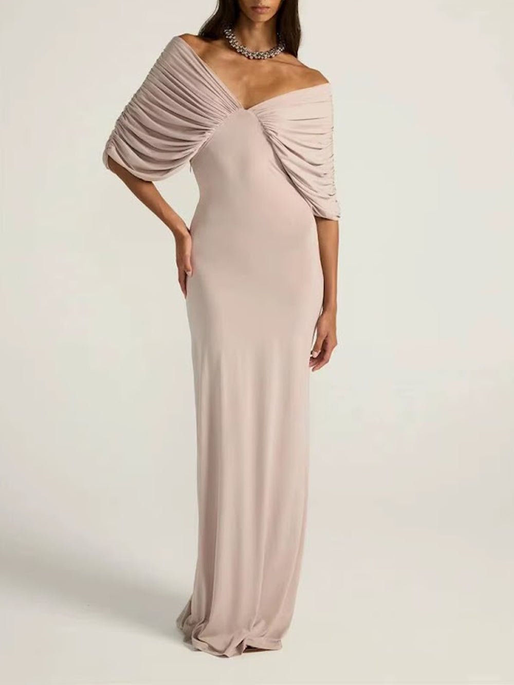 Colette Off Shoulder Draped Gown