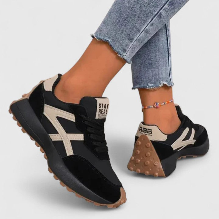 Round Toe Lace Up Color Block Chunky Platform Sneakers