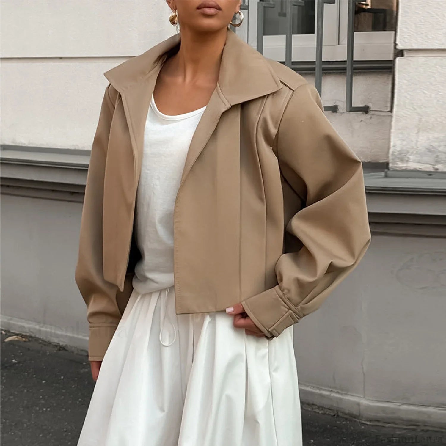Comfort Fit Lapel Oversized Jacket khaki / S