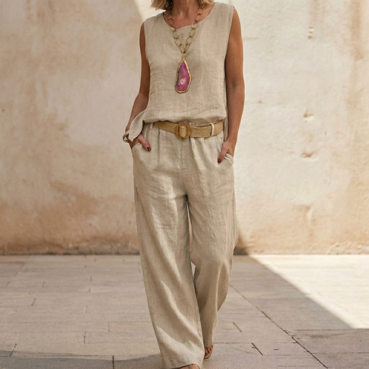 Sleeveless Tank and Wide Leg Pants Two Piece Set