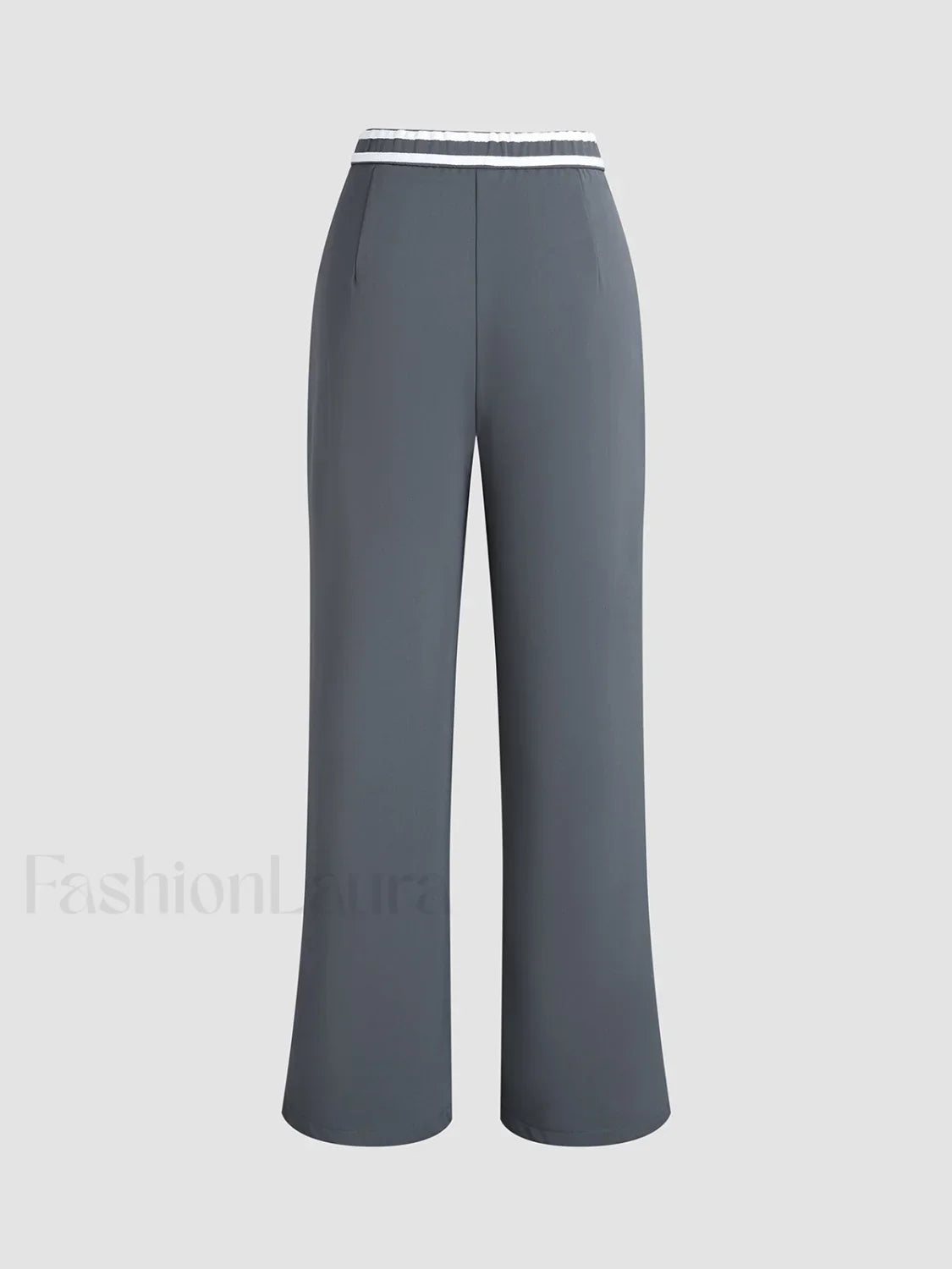 Contrast Binding Drawstring Trendy Straight Leg Pants