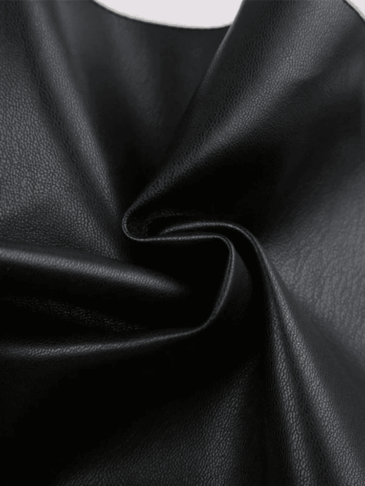Colorblock Faux Leather Stand Collar Zip Front Cropped Moto Jacket 5