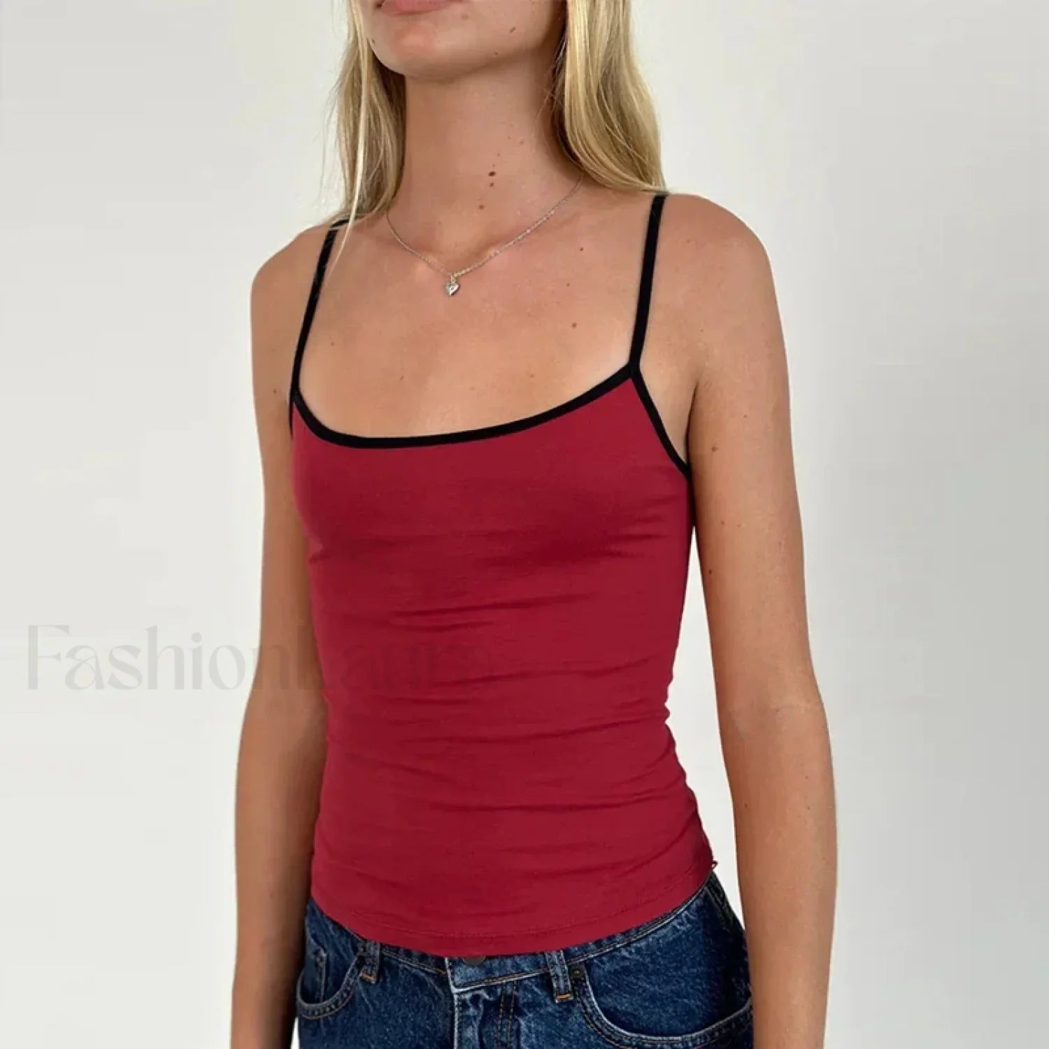 Contrast Spaghetti Strap Crop Top