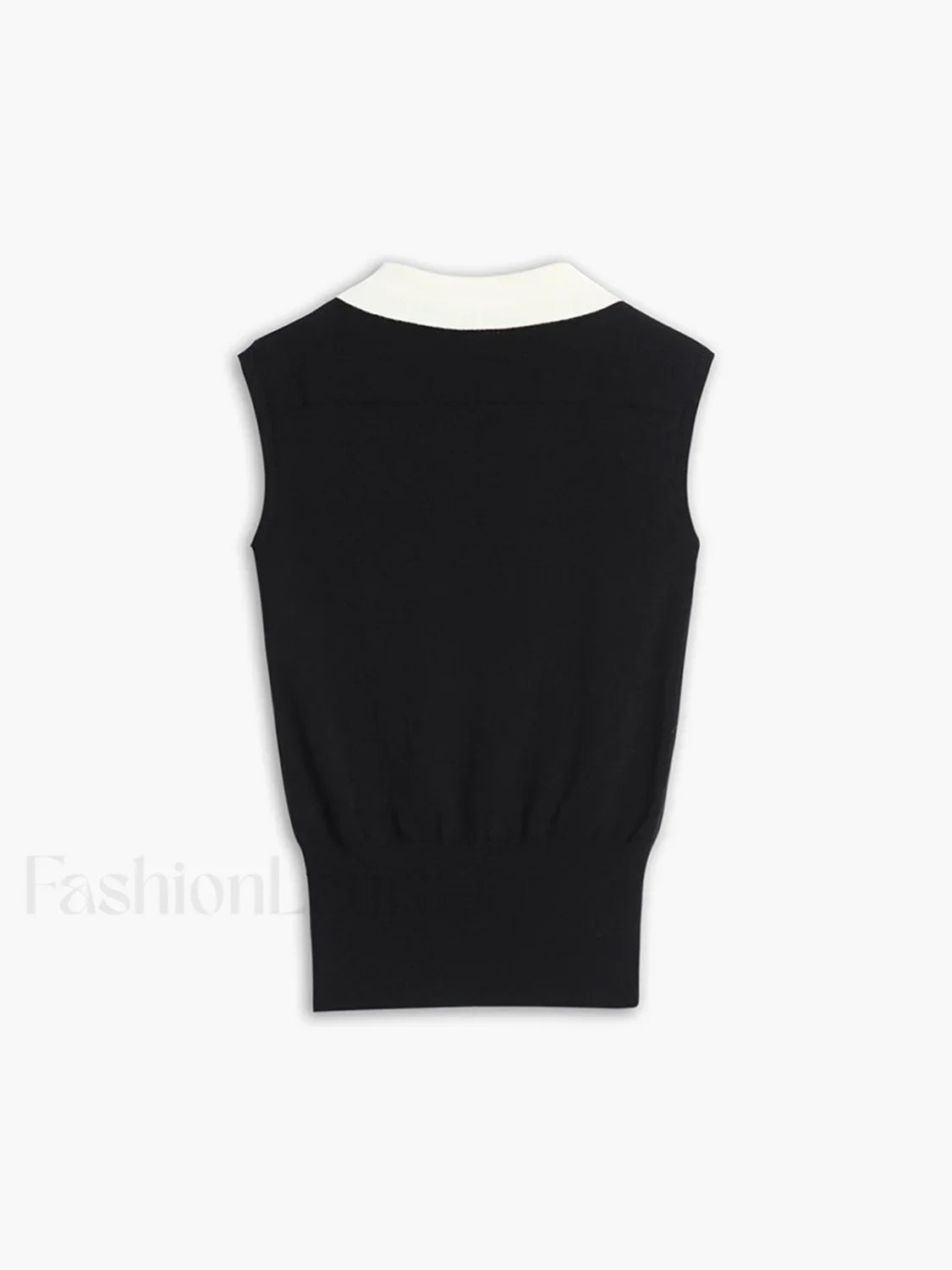 Contrast Trim Collar Trendy V-neck Knit Sweater Vest