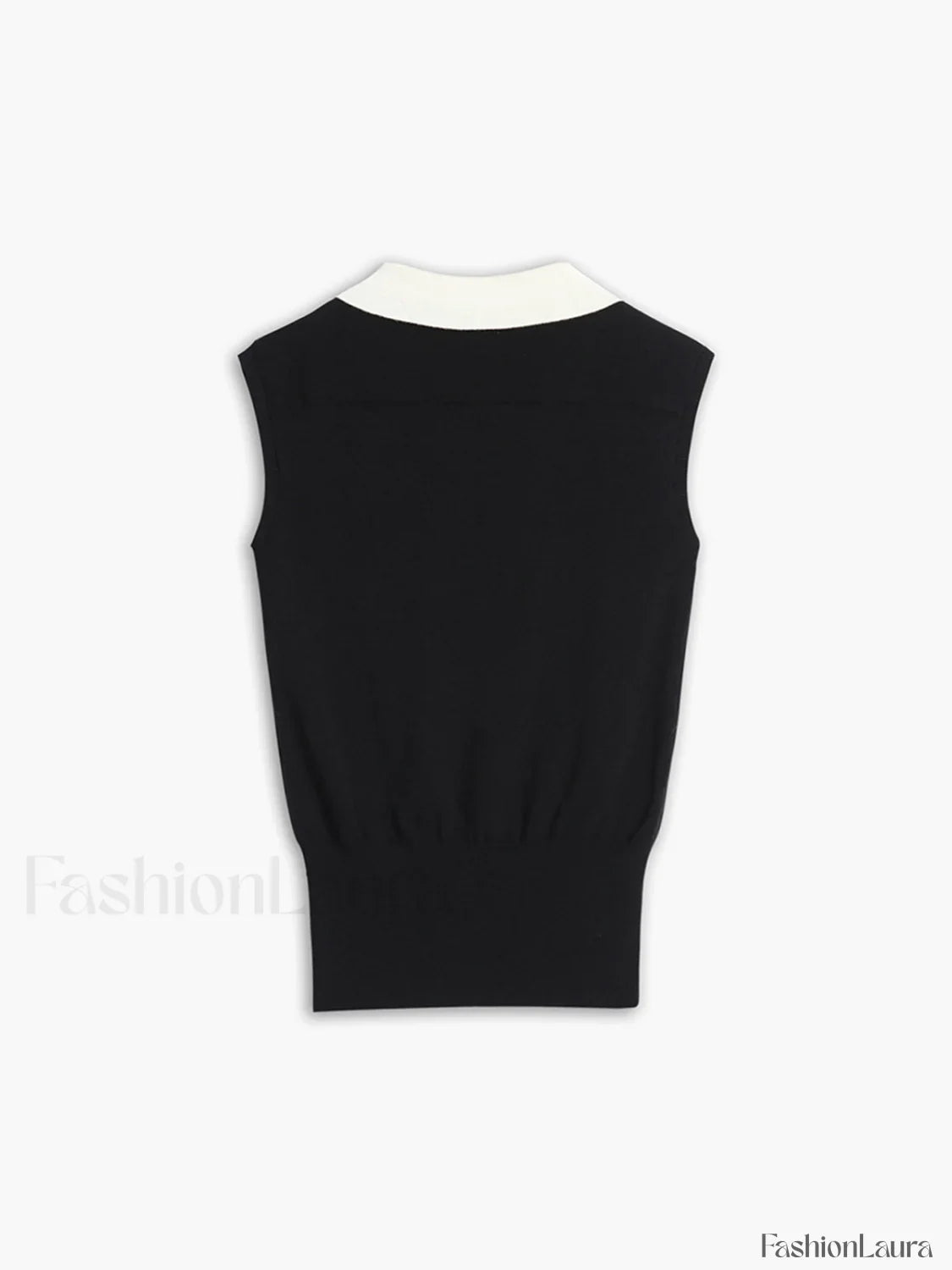 Contrast Trim Collar Trendy V-neck Knit Sweater Vest