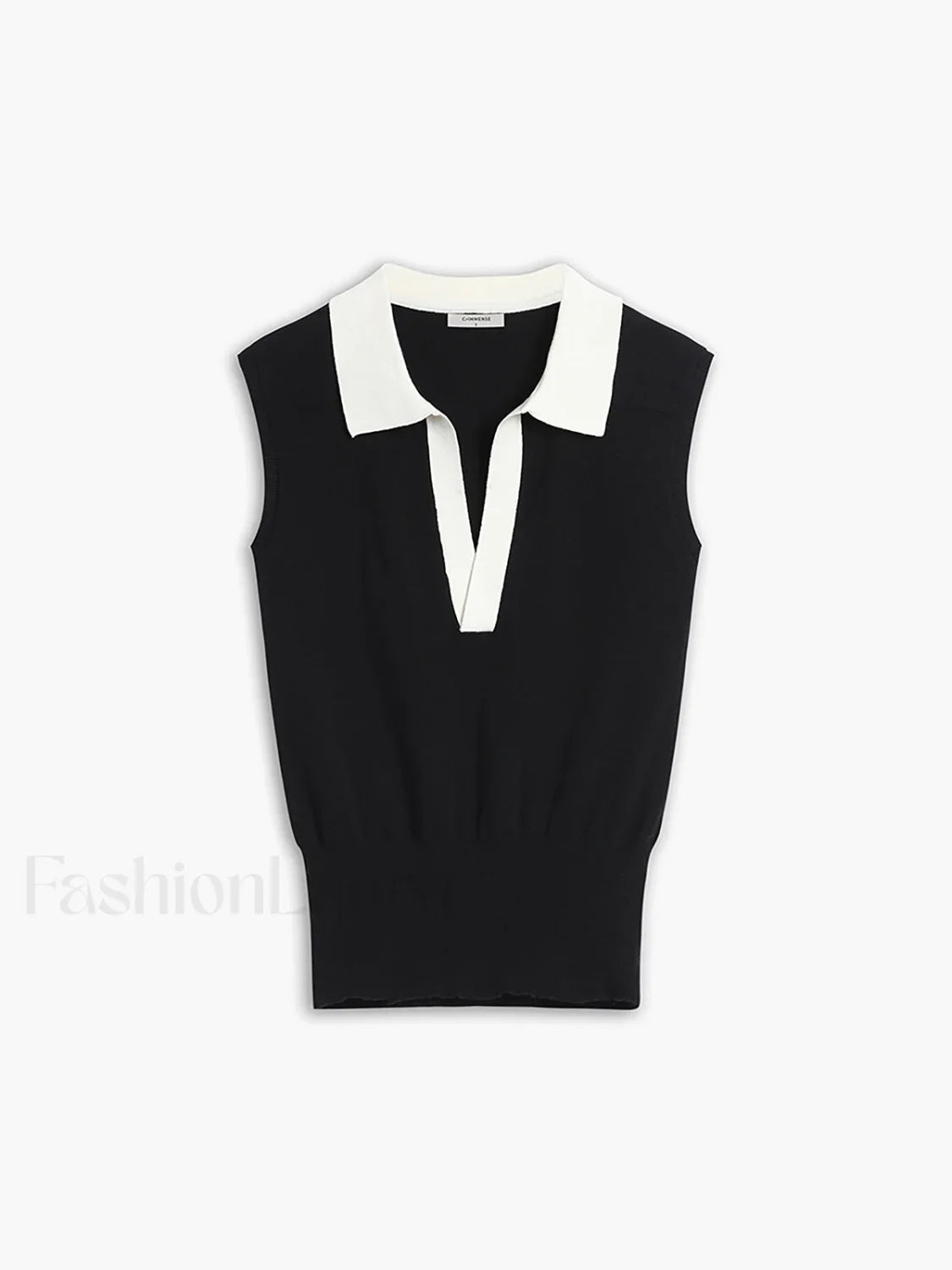 Contrast Trim Collar V-neck Knit Sweater Vest