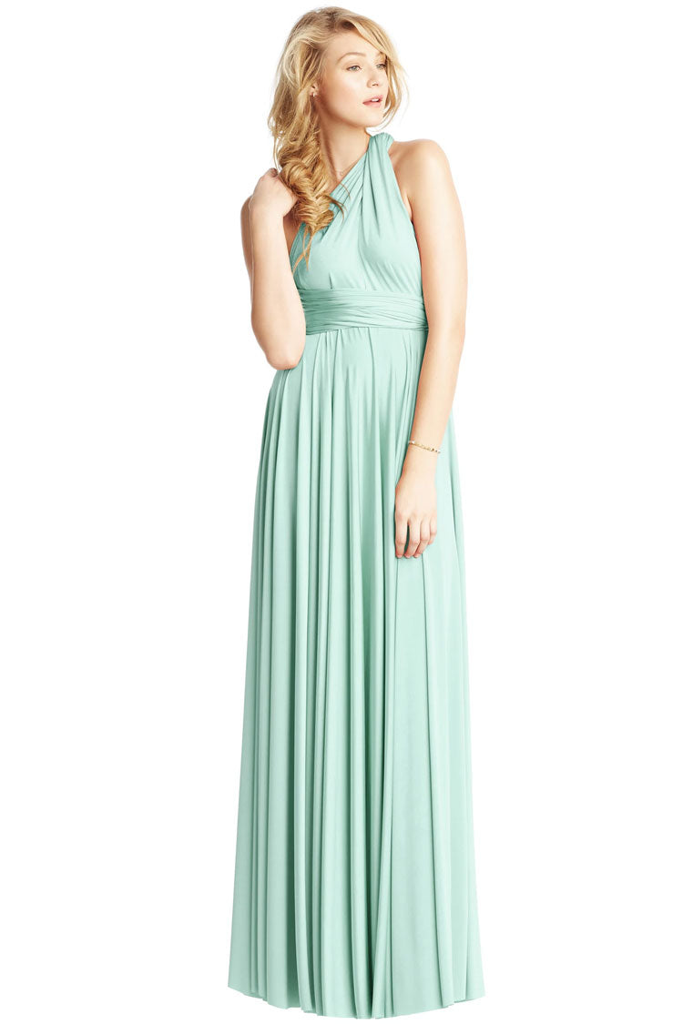 Convertible Deep V-Neck Wrap A-Line Maxi Dress