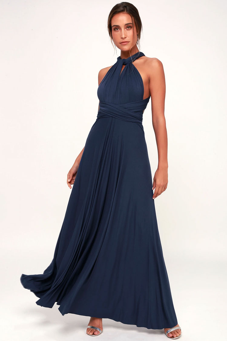 Convertible Infinity Wrap A-Line Maxi Bridesmaid Dress