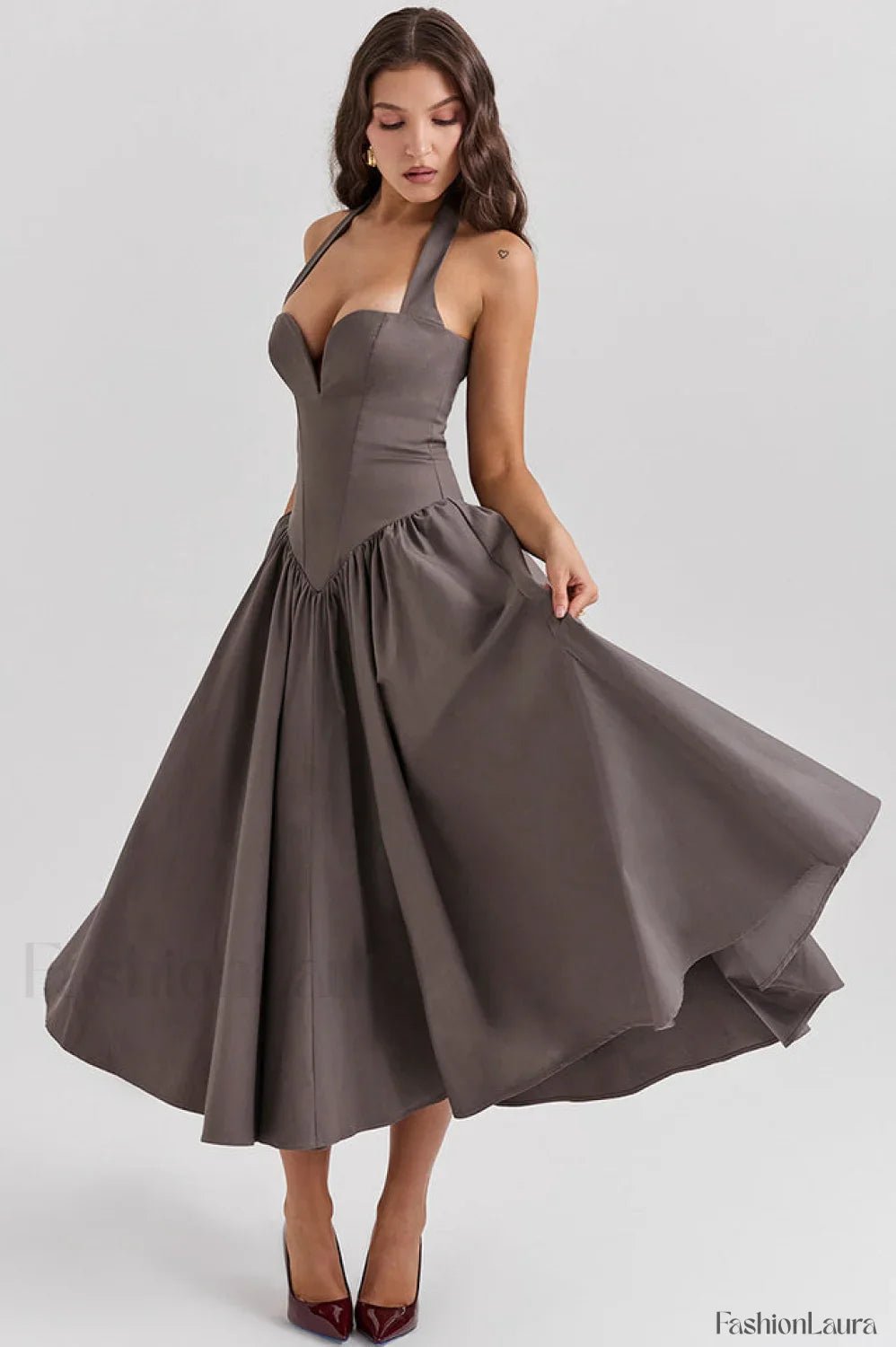 Coquette Scarlet Stylish Halter Midi Dress