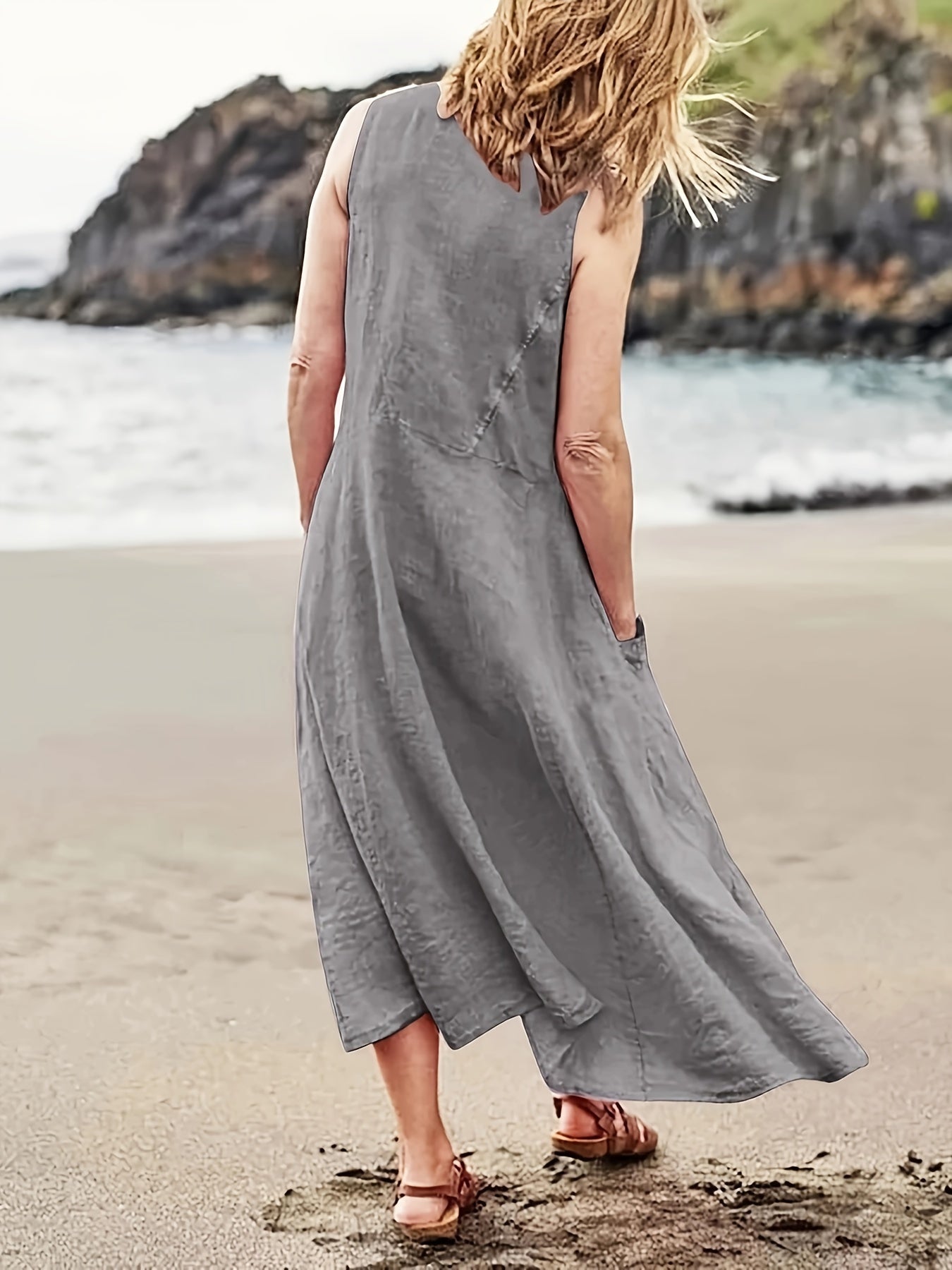 Amayrani Vintage Tank Dress with Pockets for Women Modern Chic Style