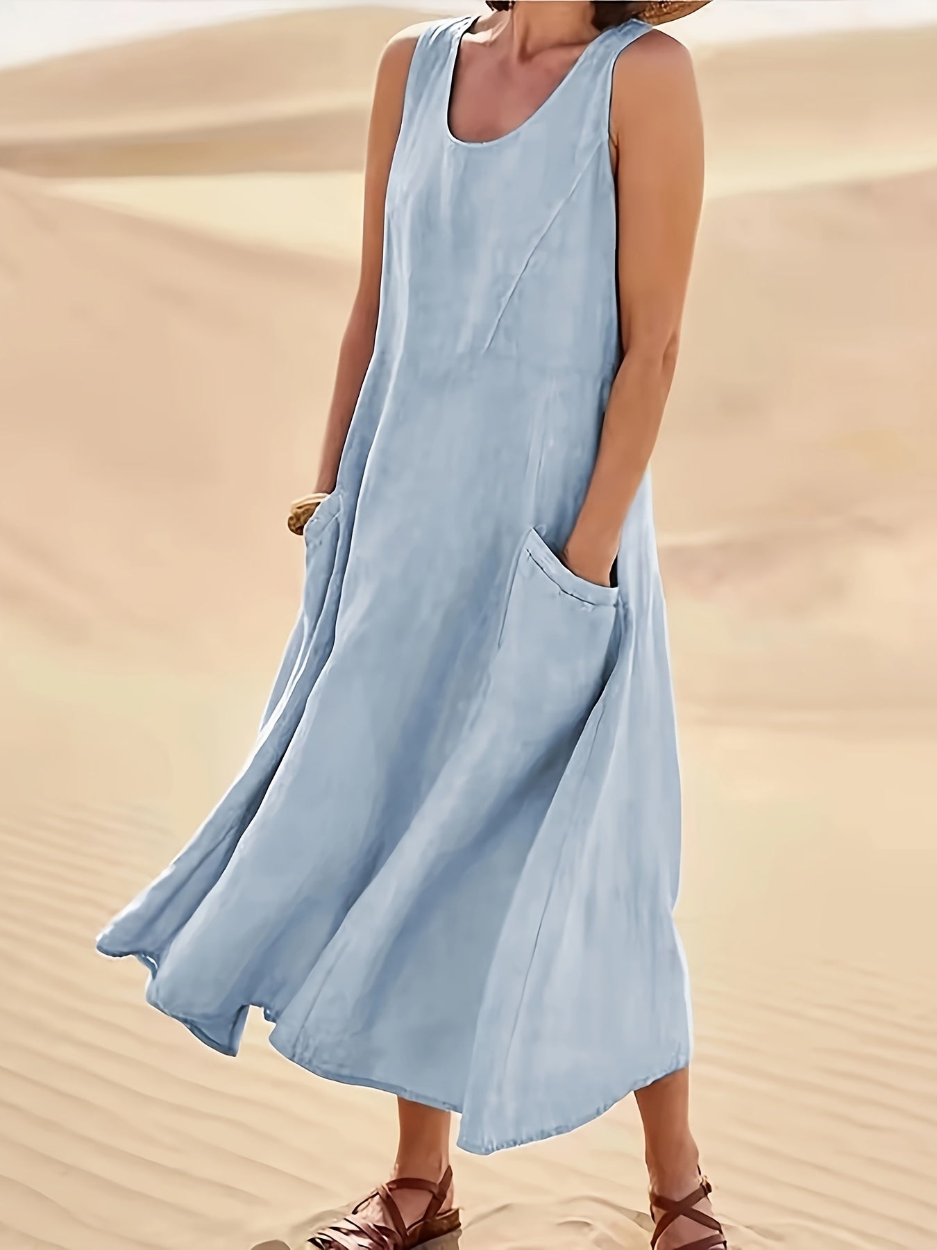 Amayrani Vintage Tank Dress with Pockets for Women Modern Chic Style