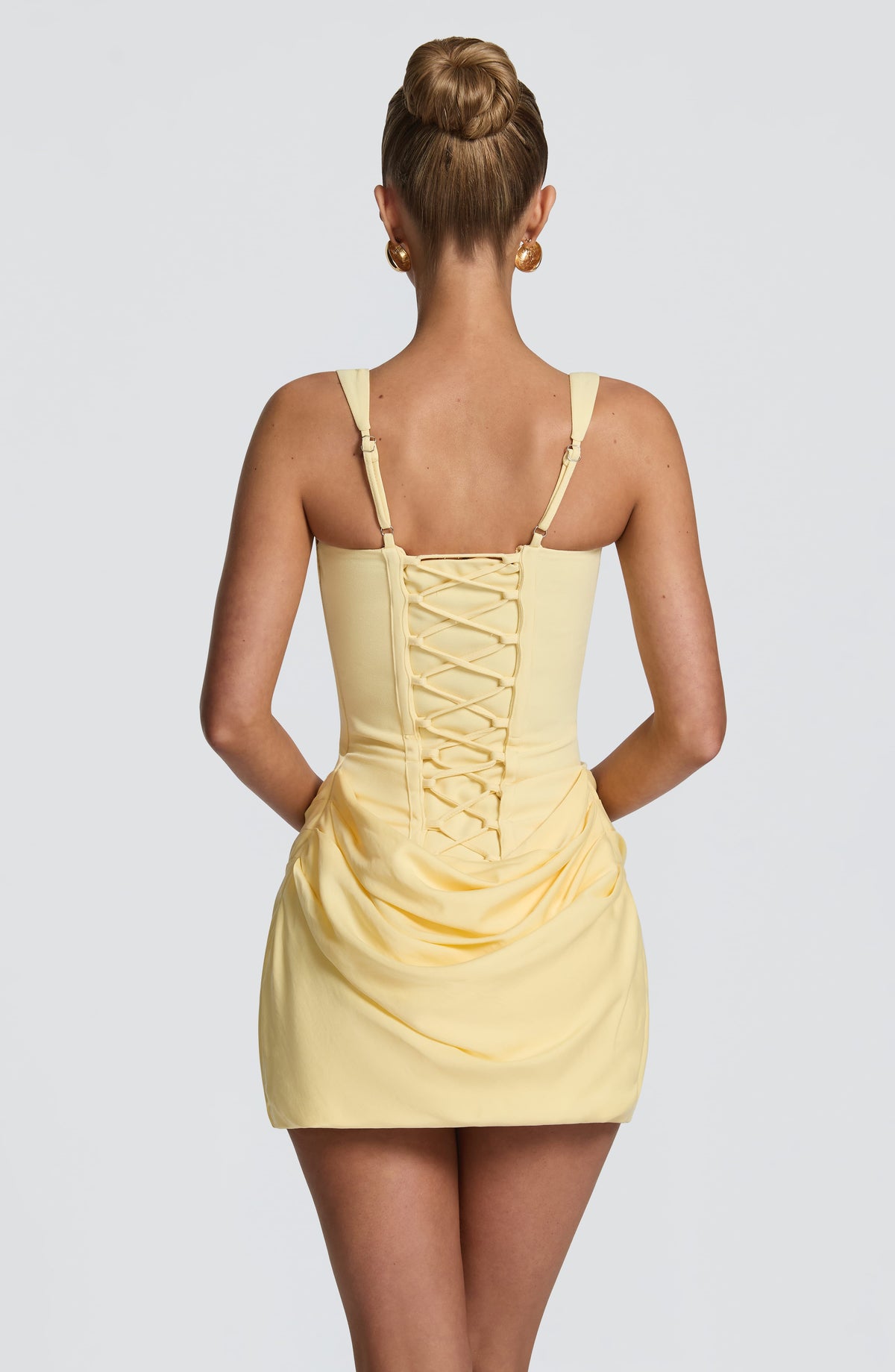 Square Neck Sleeveless Corset Bodice Draped Skirt Mini Dress 2