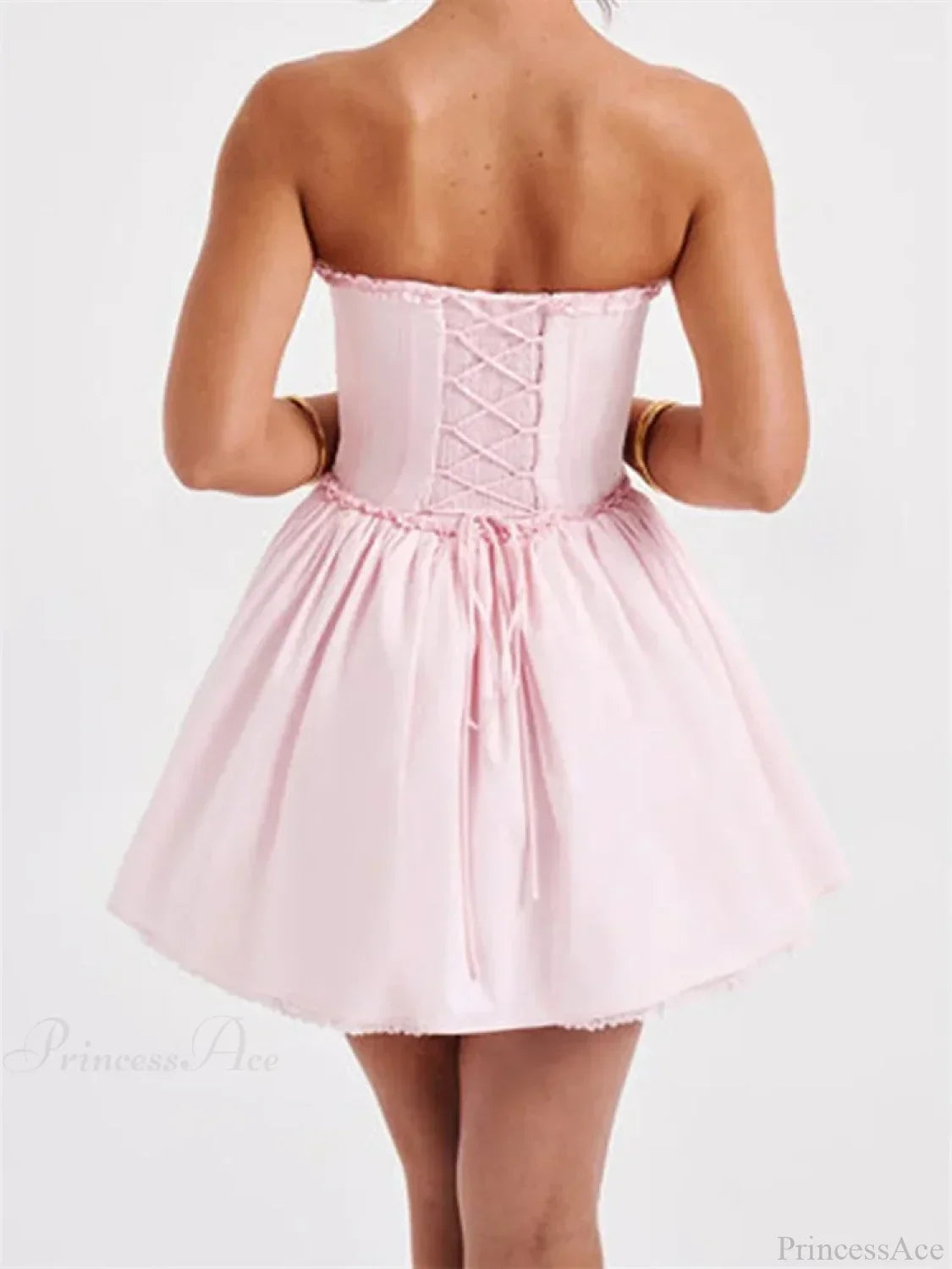 Corset Tie-Up Lace Trim Mini Dress