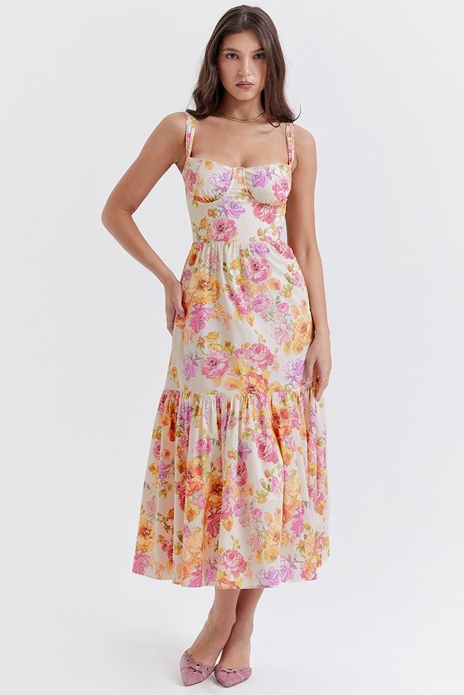 Timeless Yvonne Flared Midi Dress with Print Statement Occasion Edit