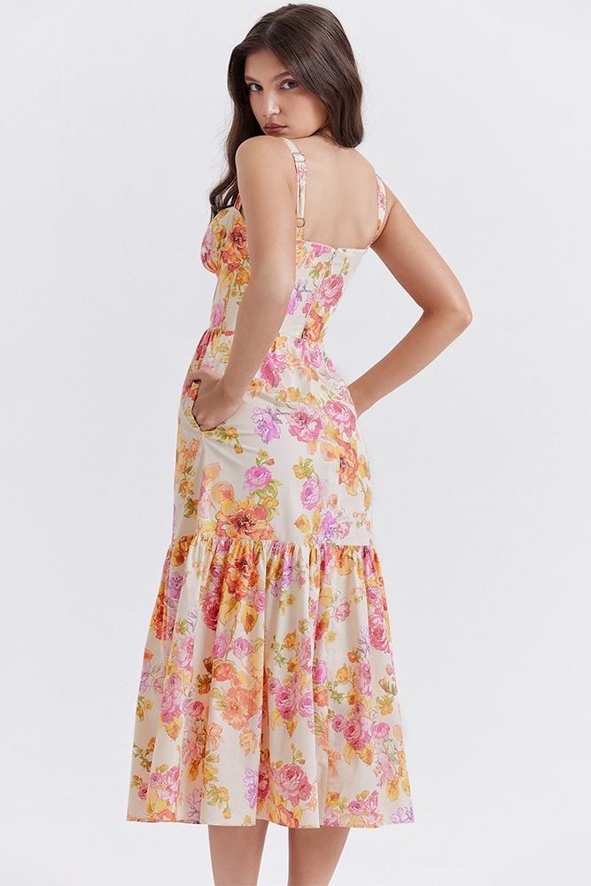 Timeless Yvonne Flared Midi Dress with Print Statement Occasion Edit