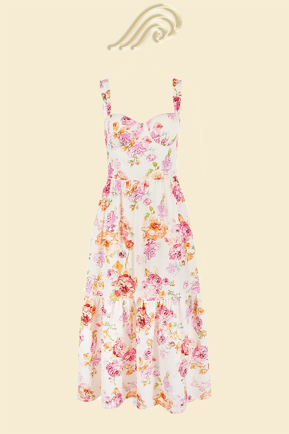 Premium Guadalupe Flared Midi Dress with Print Chic Silhouette Collection