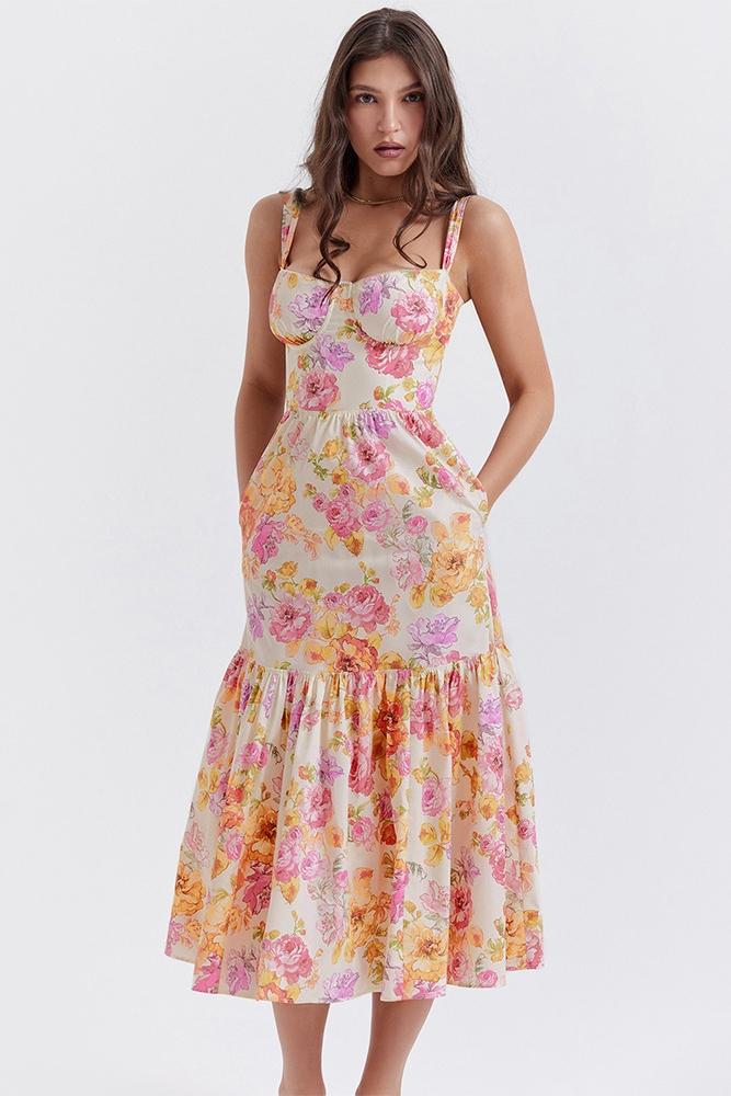 Timeless Yvonne Flared Midi Dress with Print Statement Occasion Edit