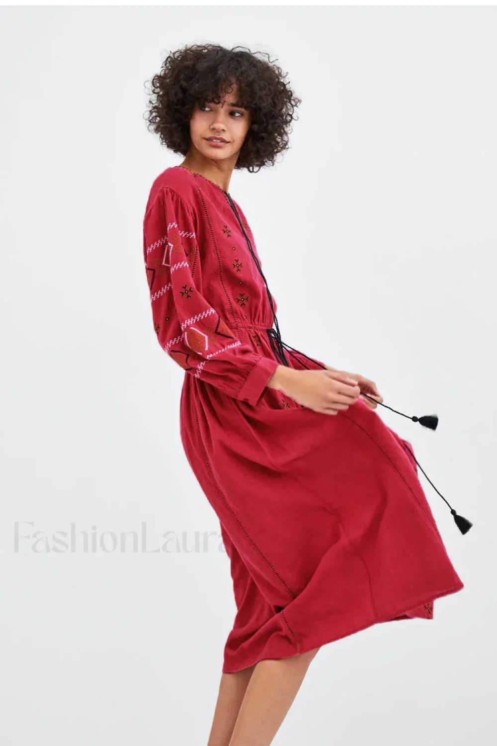 Cotton Floral Tassel Boho Dress