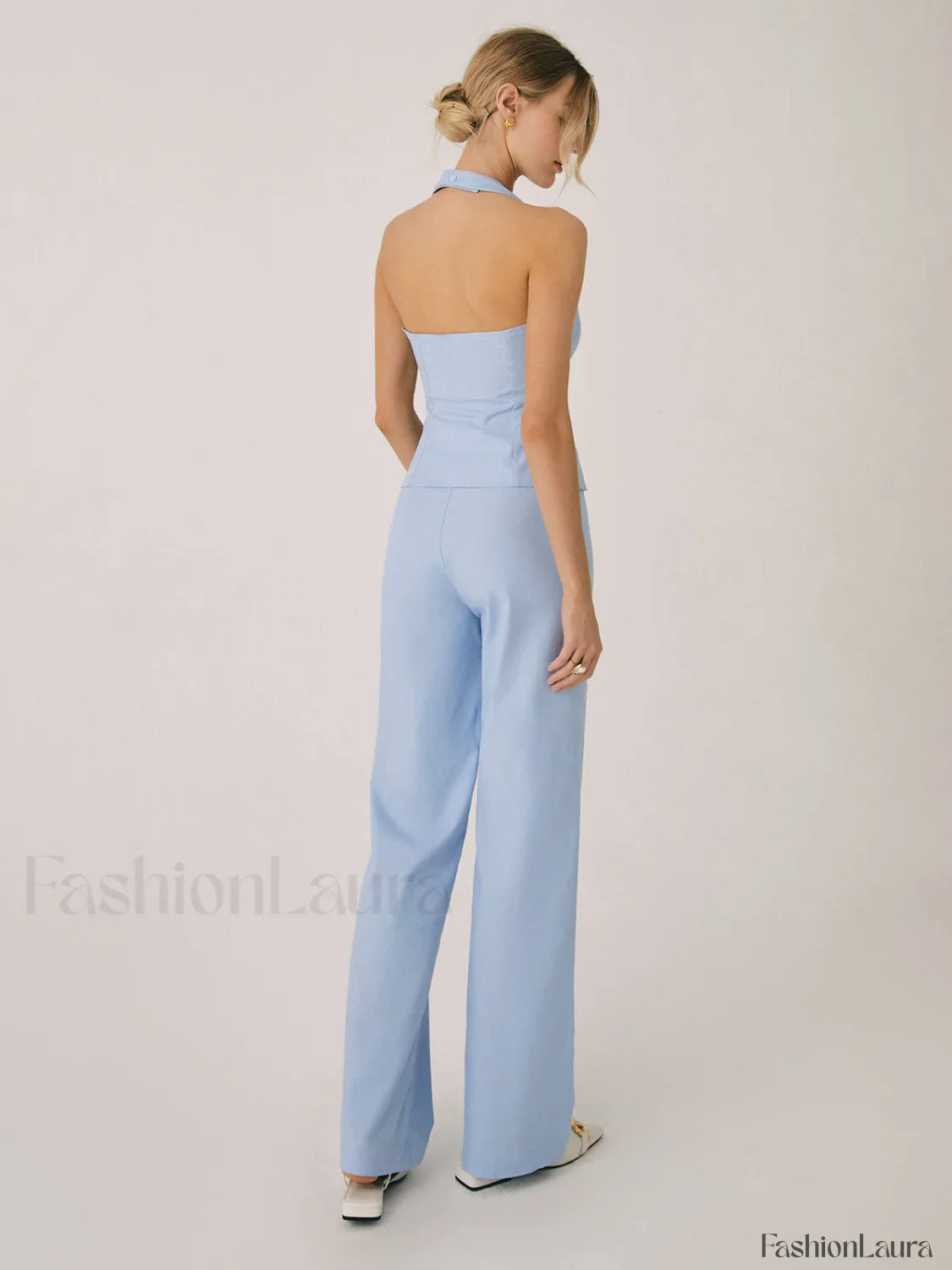 Cotton & Linen Vest Modern With Straight Leg Pants Set