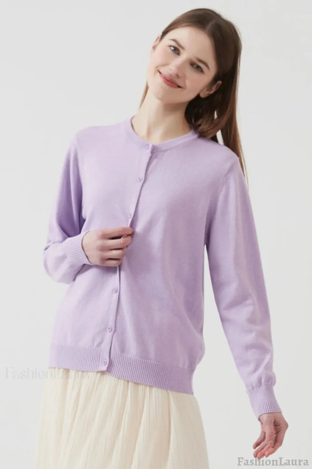 Cotton Round Neck Cardigan
