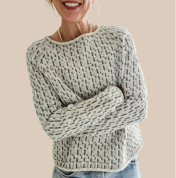 Crew Neck Dropped Shoulder Textured Knit Sweater