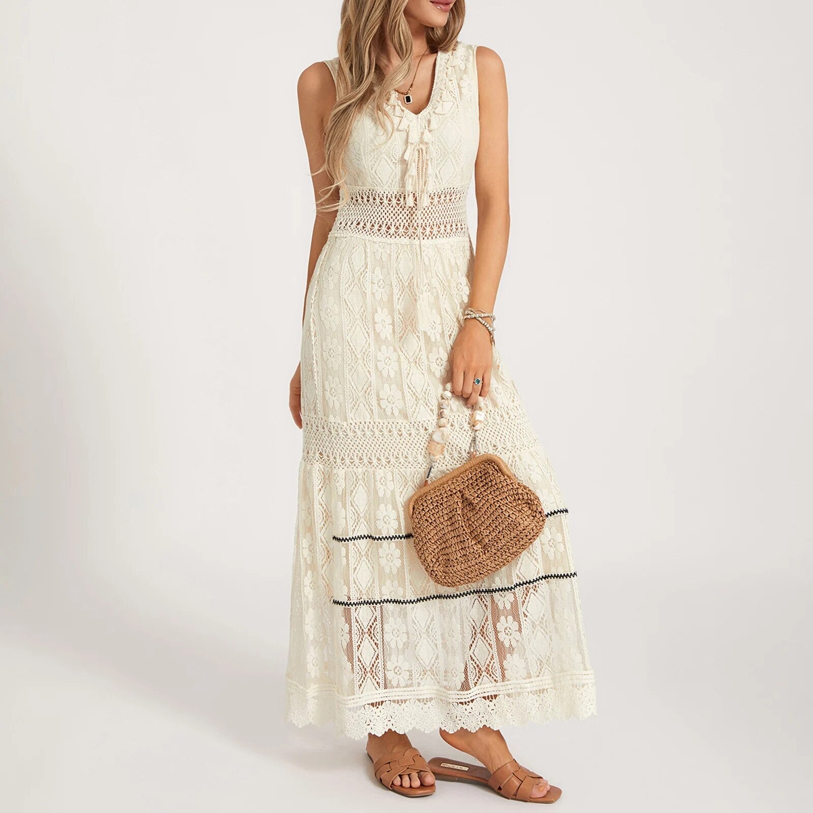 Karen Elegant Boho Dress for Women Vacation Beach Look