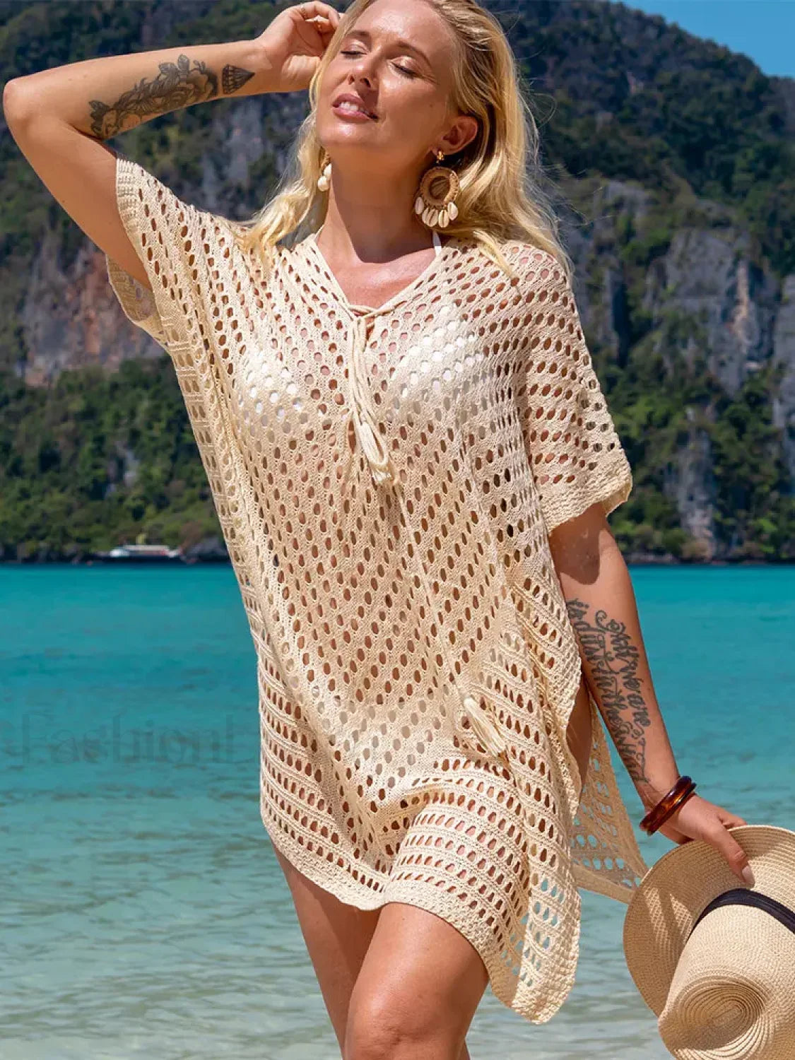 Crochet Hollow Out Mini Dress Cover Up