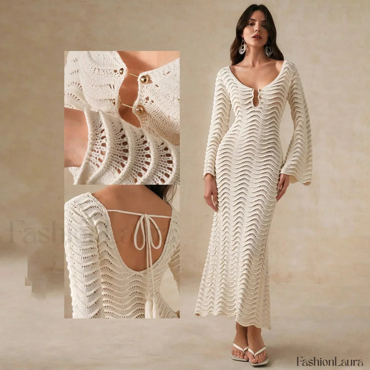 Crochet Net Maxi Dress Cover Up