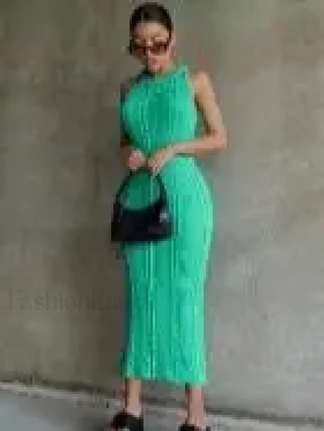 Crochet Sweater Midi Dress Green / S