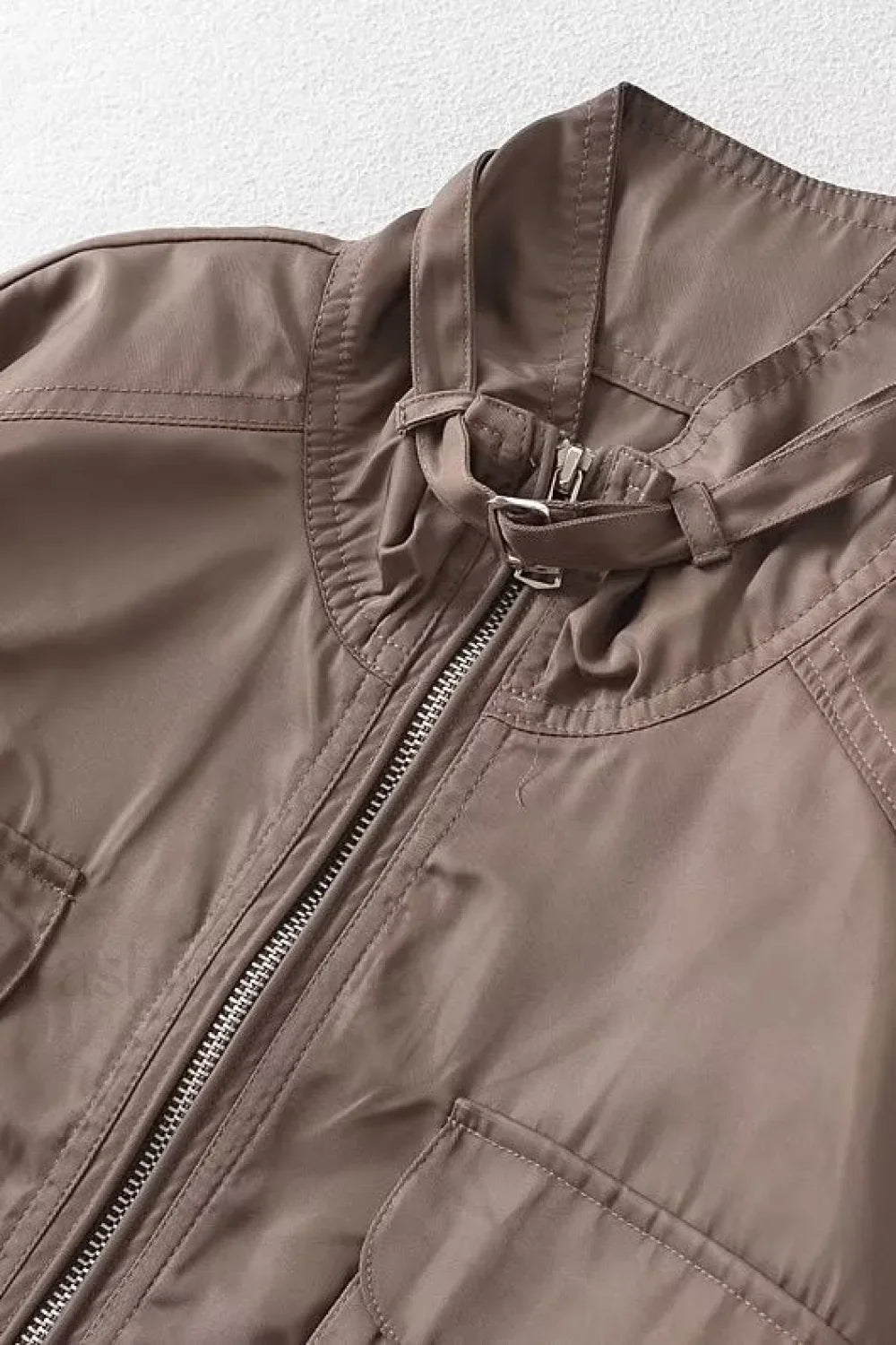 Cropped Cargo High Neck Coat