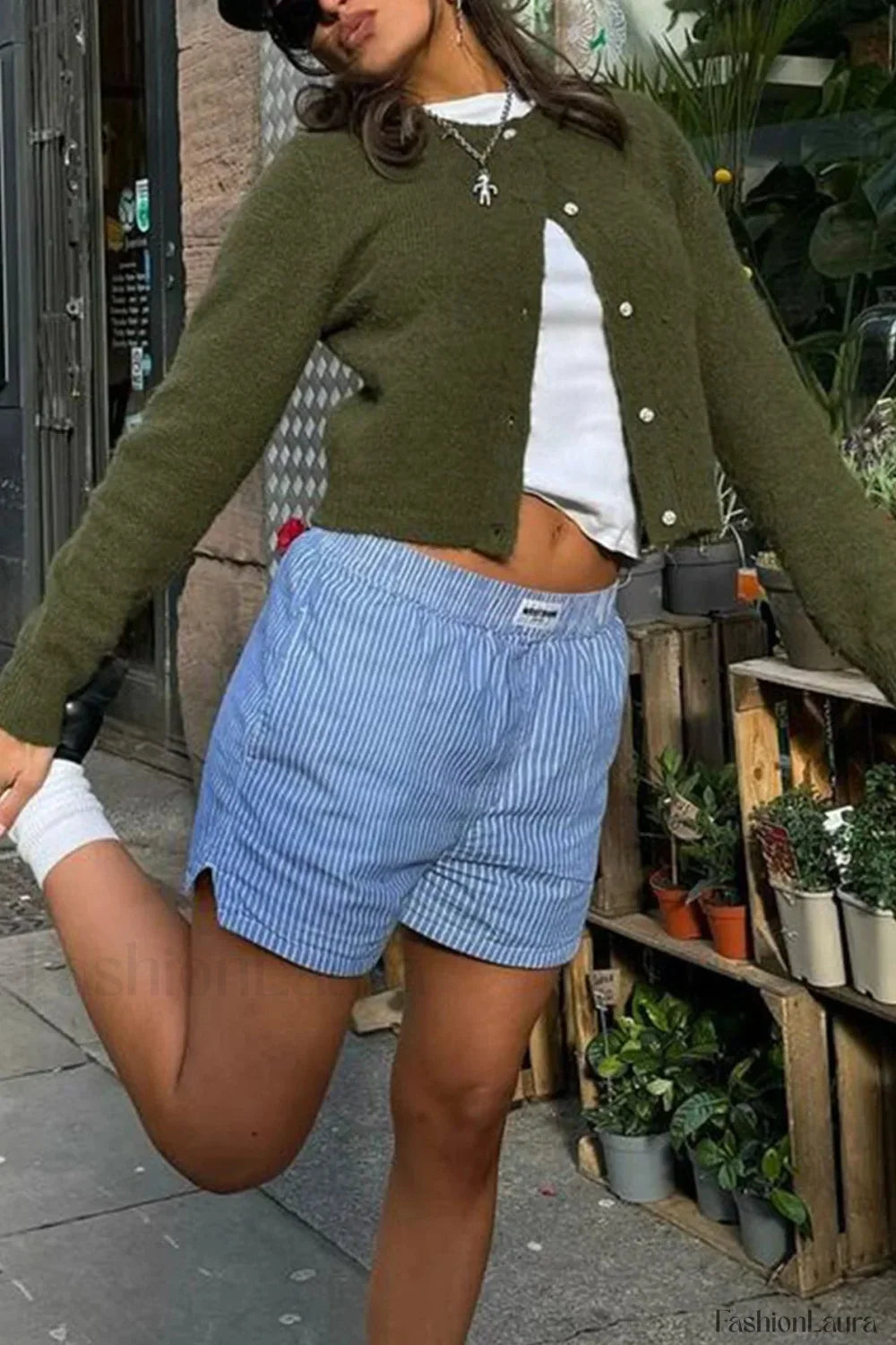 Cropped Knit Button Cardigan