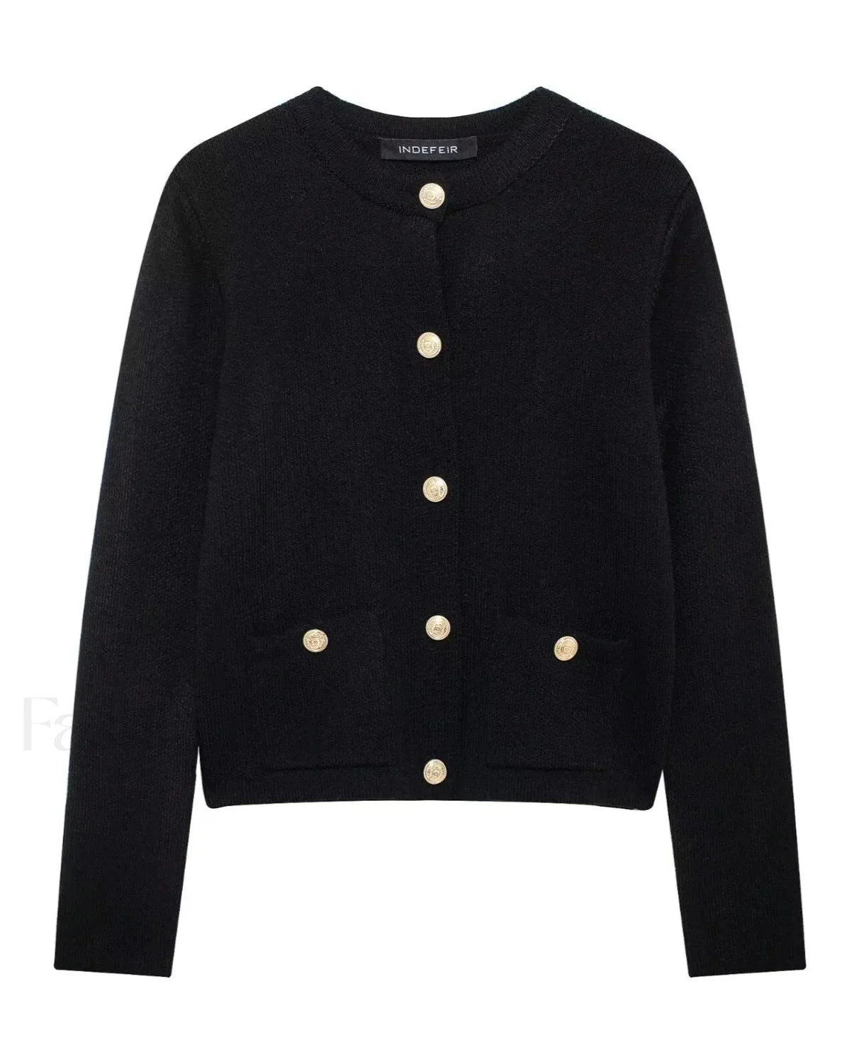 Cropped Knit Pocket Cardigan Black / S