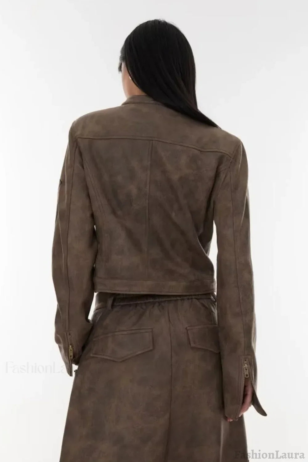 Cropped Tie-Dye Stand Collar Jacket