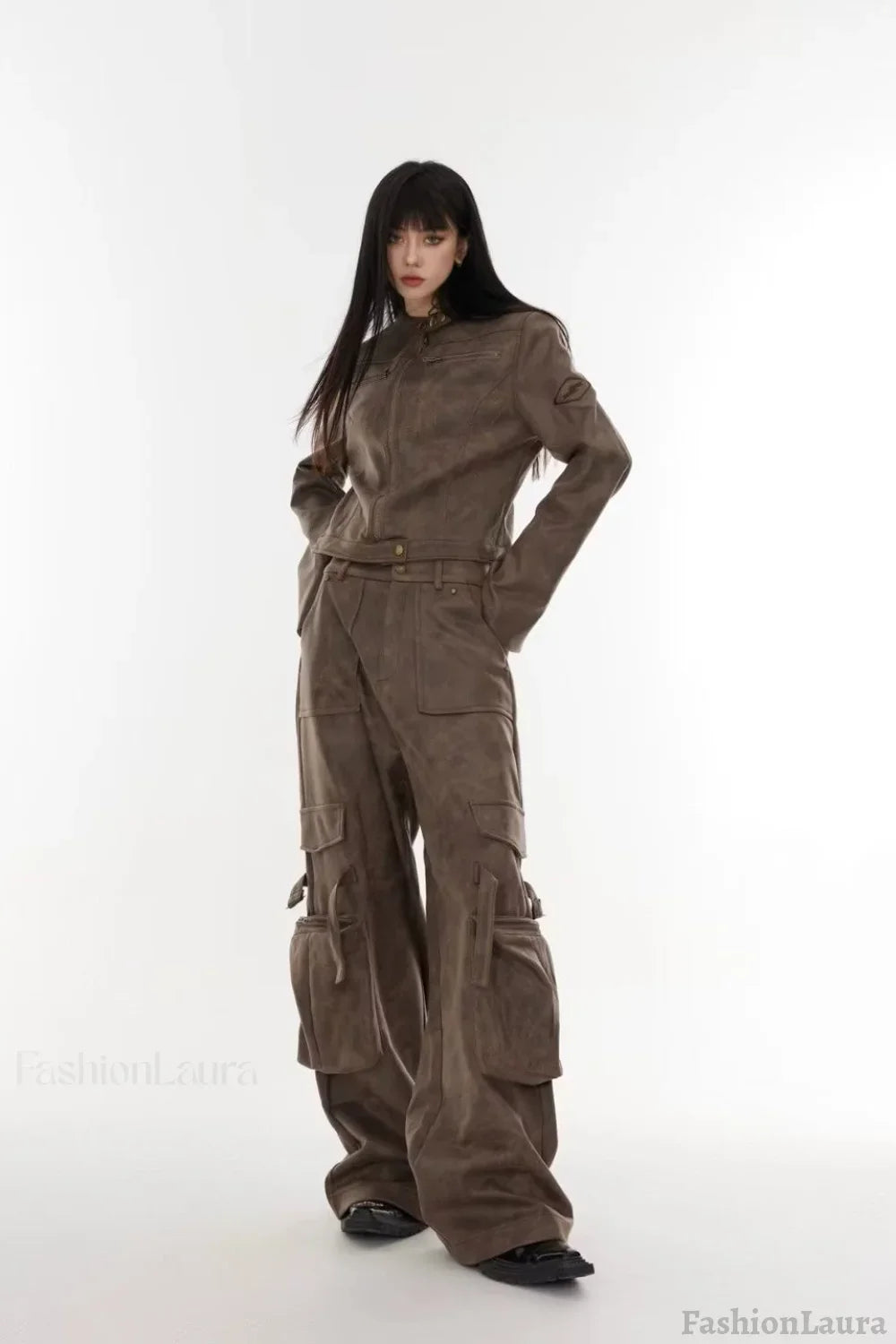 Cropped Tie-Dye Stand Collar Jacket