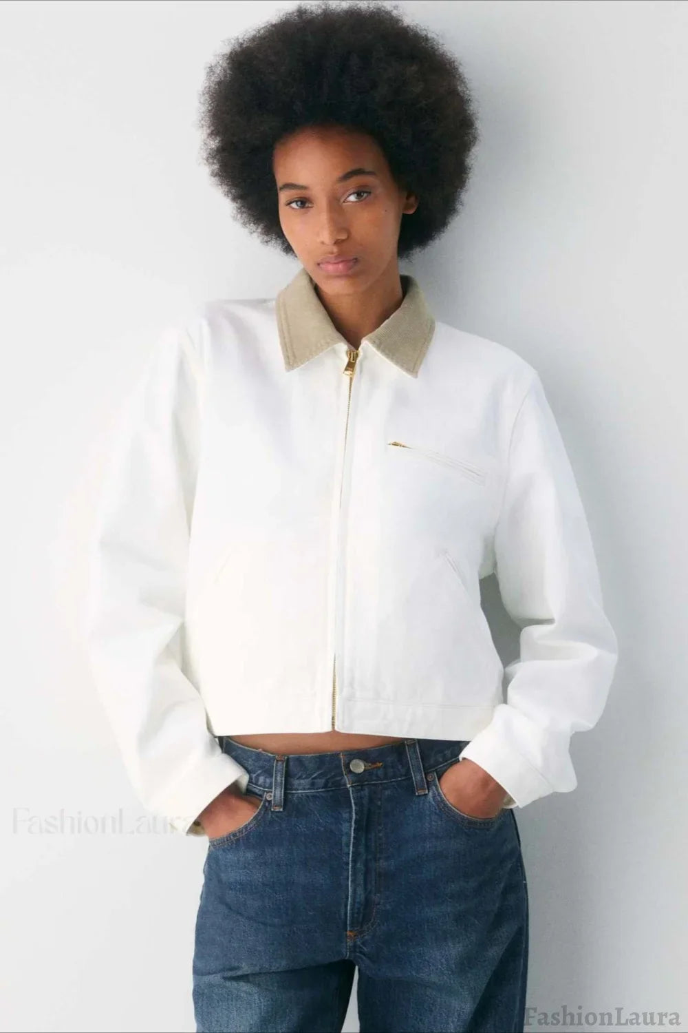 Cropped Utility Workwear Jacket S / White