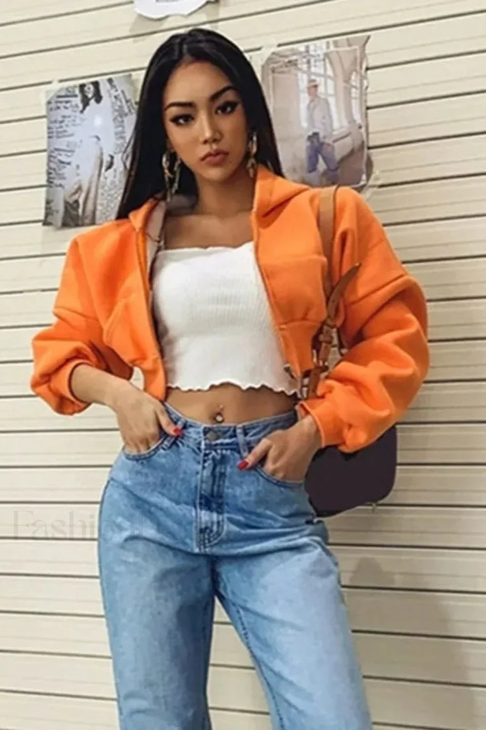 Cropped Zip Up Hoodie