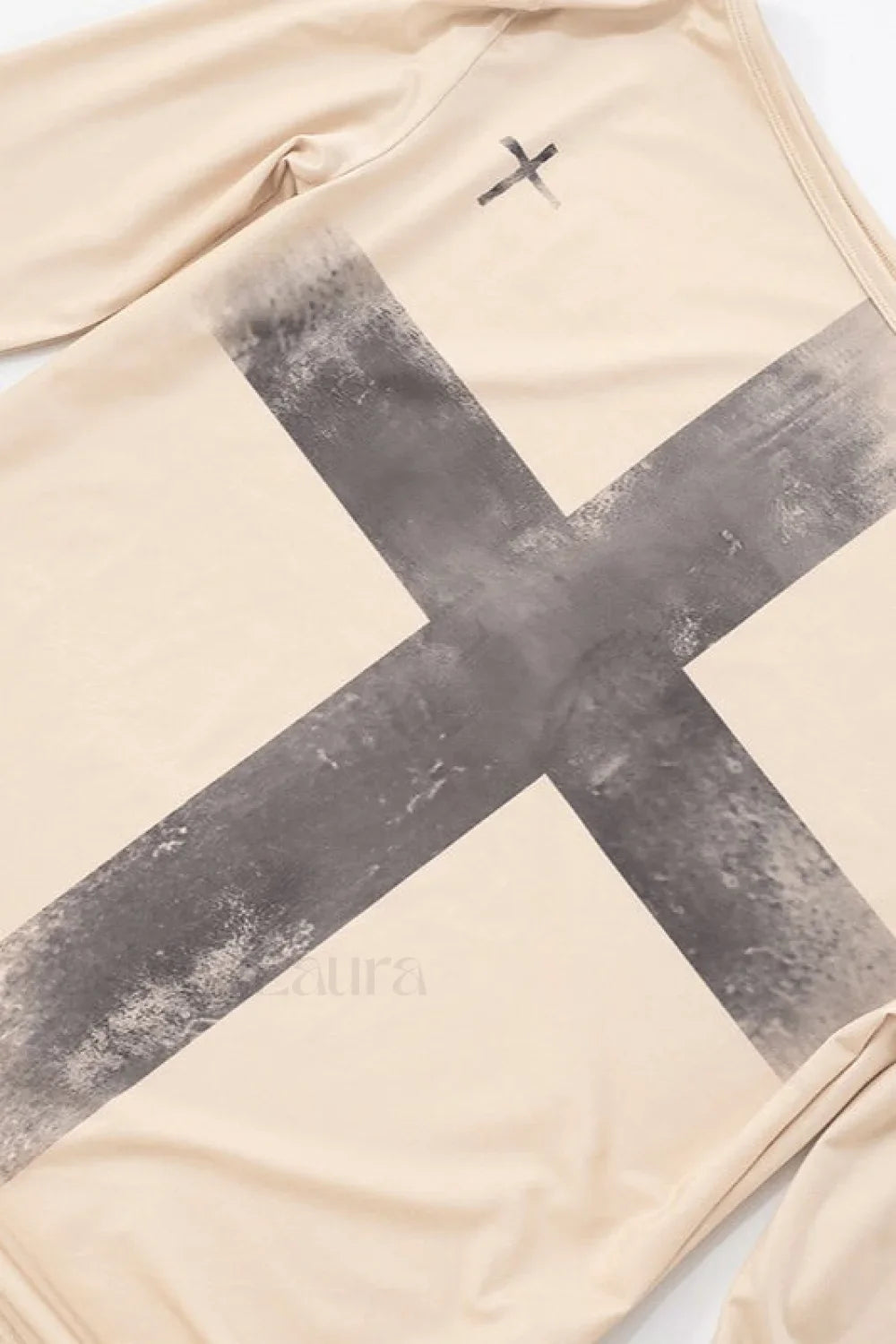 Cross Print Asymmetrical T-Shirt