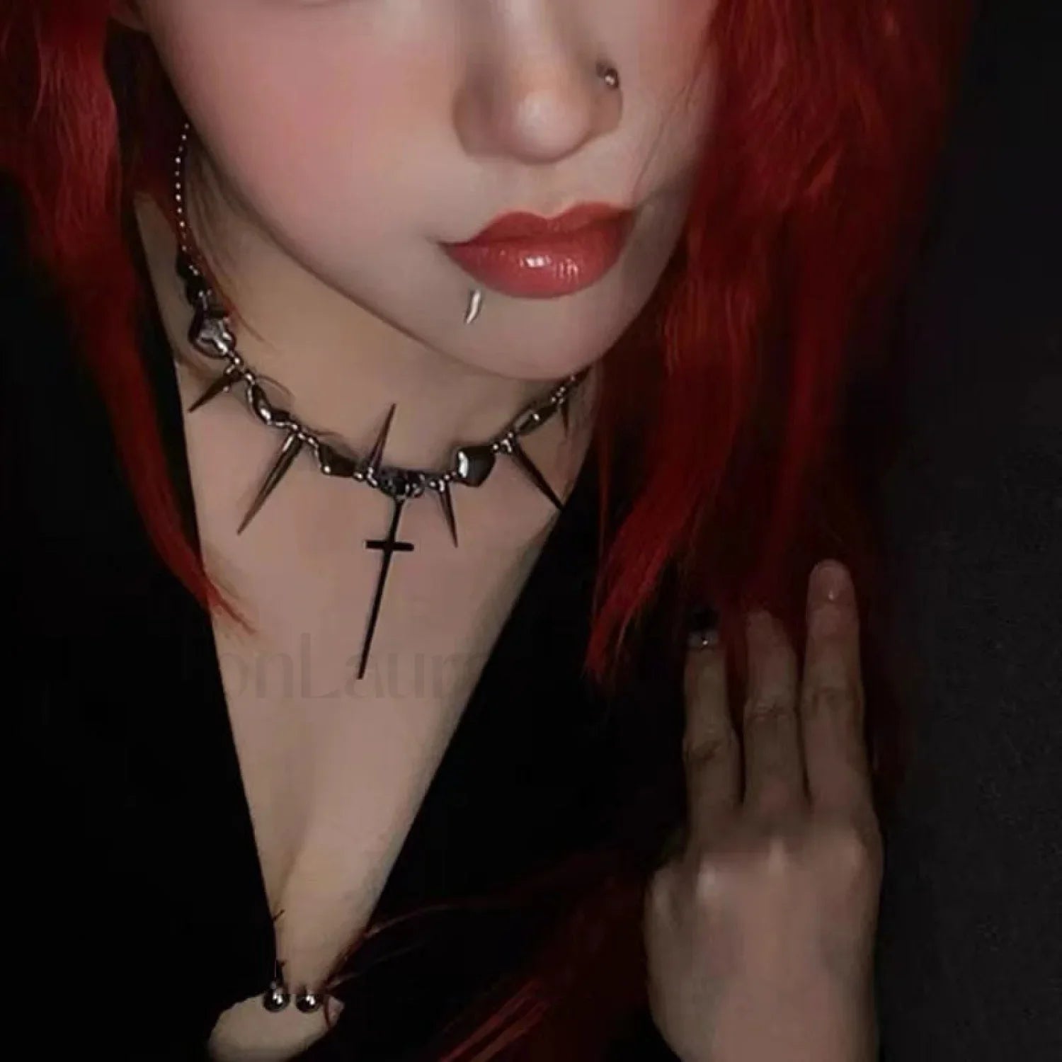 Cross Rivet Exaggerated Y2K Necklace