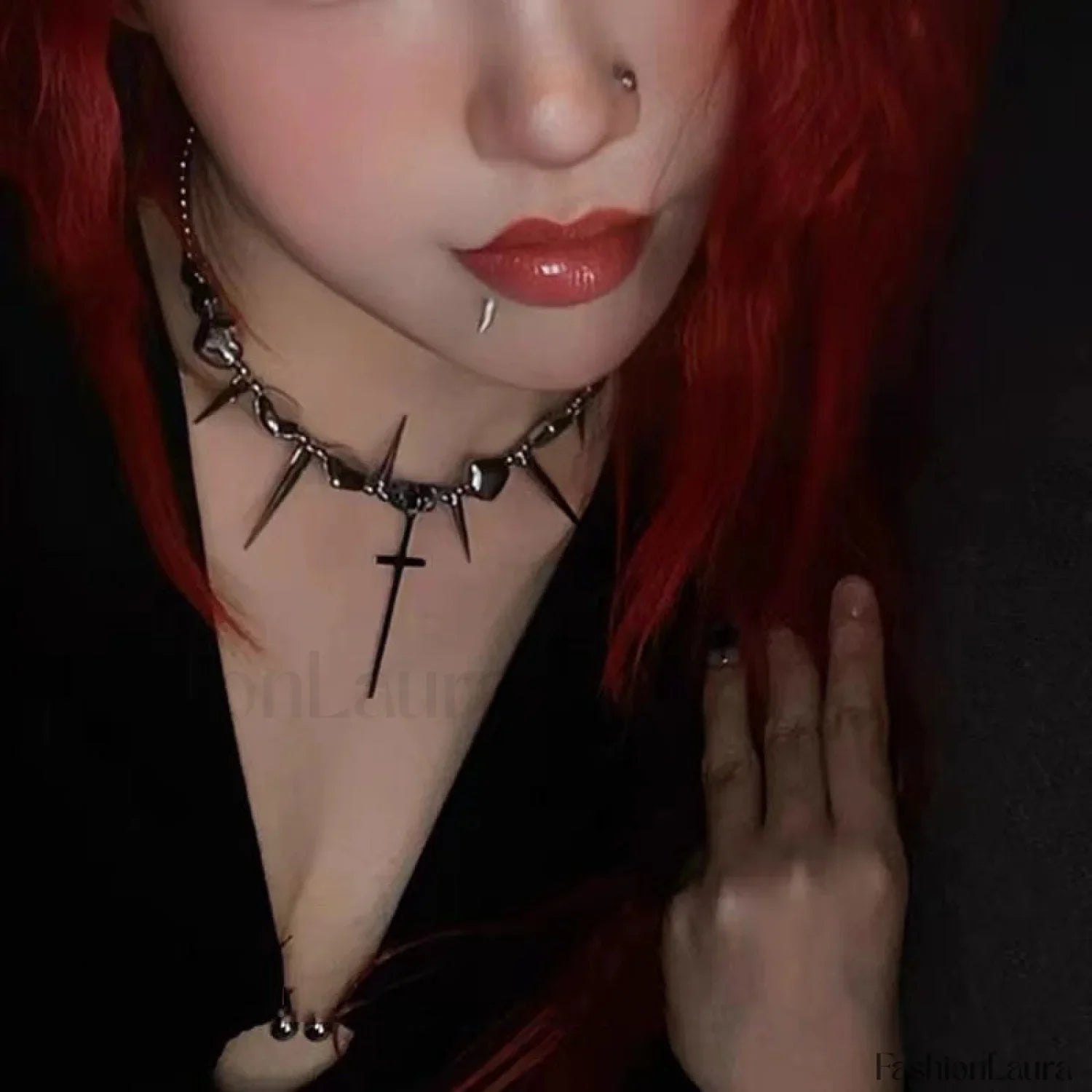 Cross Rivet Exaggerated Y2K Necklace