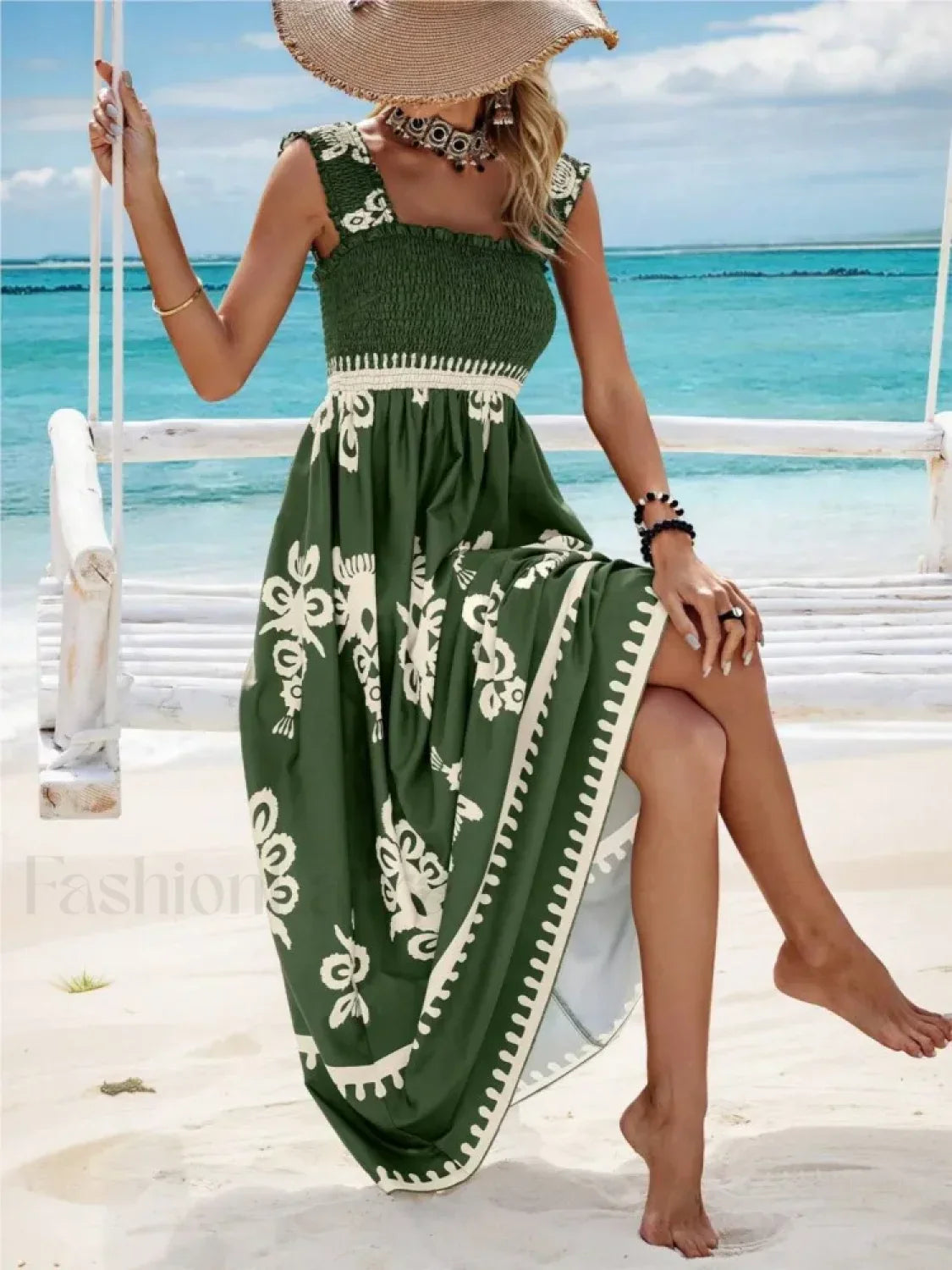 Cross-Strap Ankle Boho Dress
